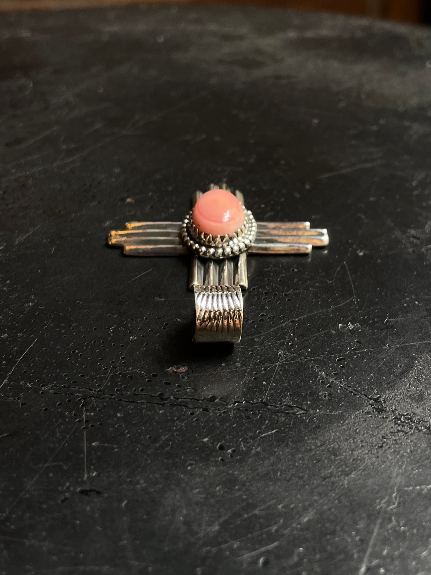 Pink Conch Cross Pendant | 925 Sterling Silver E236