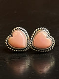 Pink Conch Heart Stud Earrings | 925 Sterling Silver G178