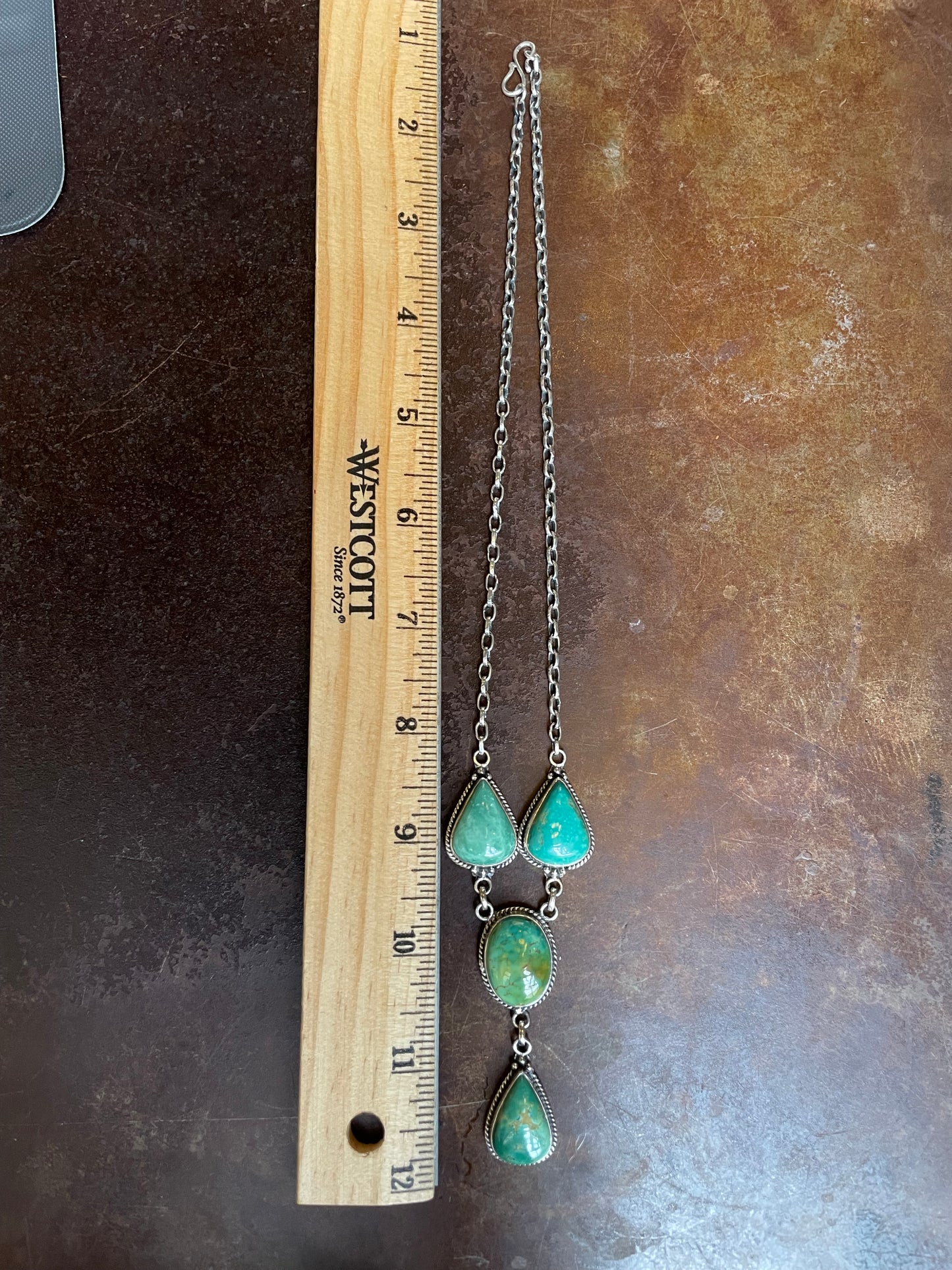 Kingman Turquoise Lariat Necklace | 925 Sterling Silver C495