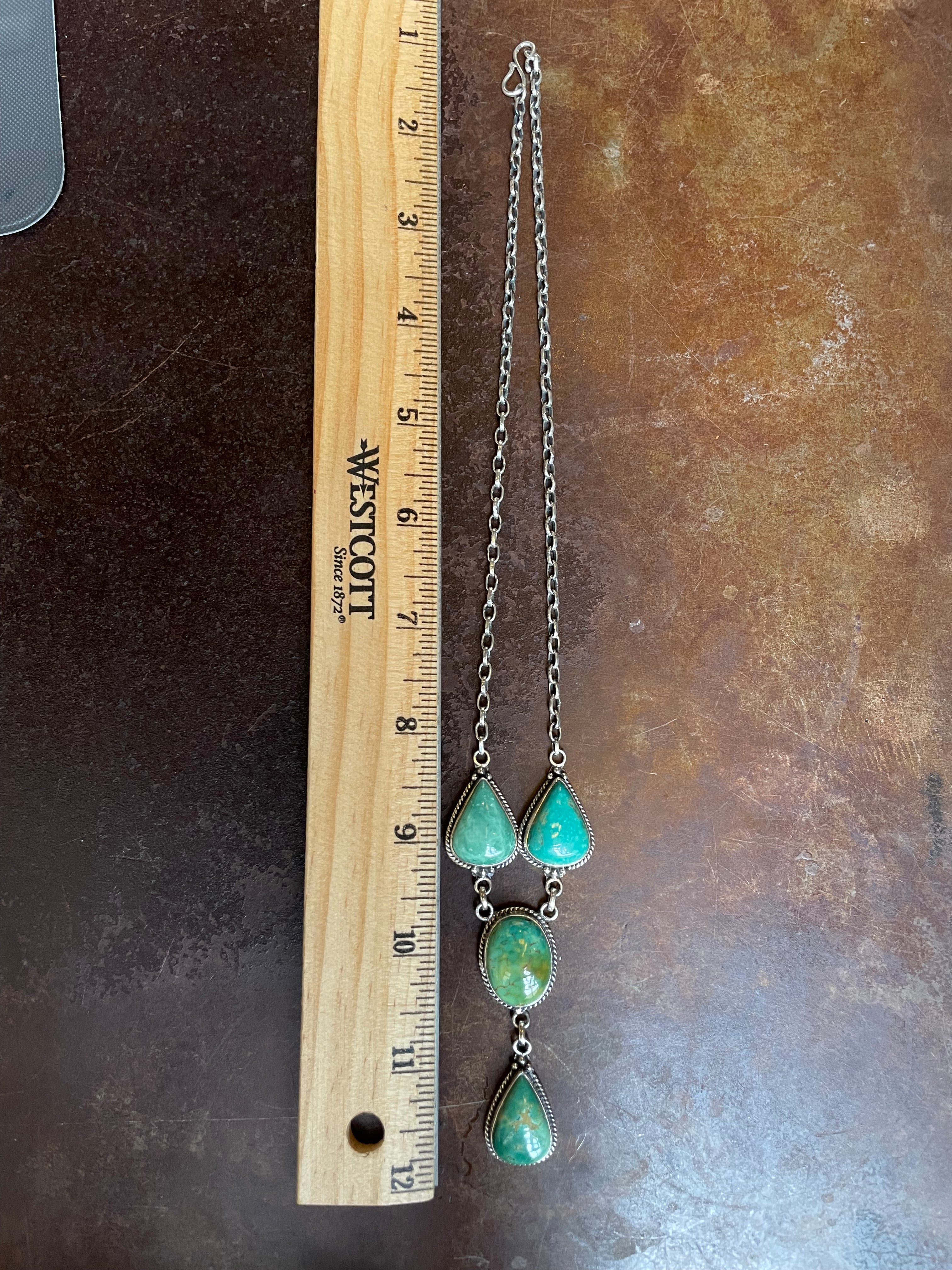 Kingman Turquoise Lariat Necklace | 925 Sterling Silver C495