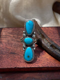 Turquoise Heart Triple Ring | Sterling Silver | Size 9 C605