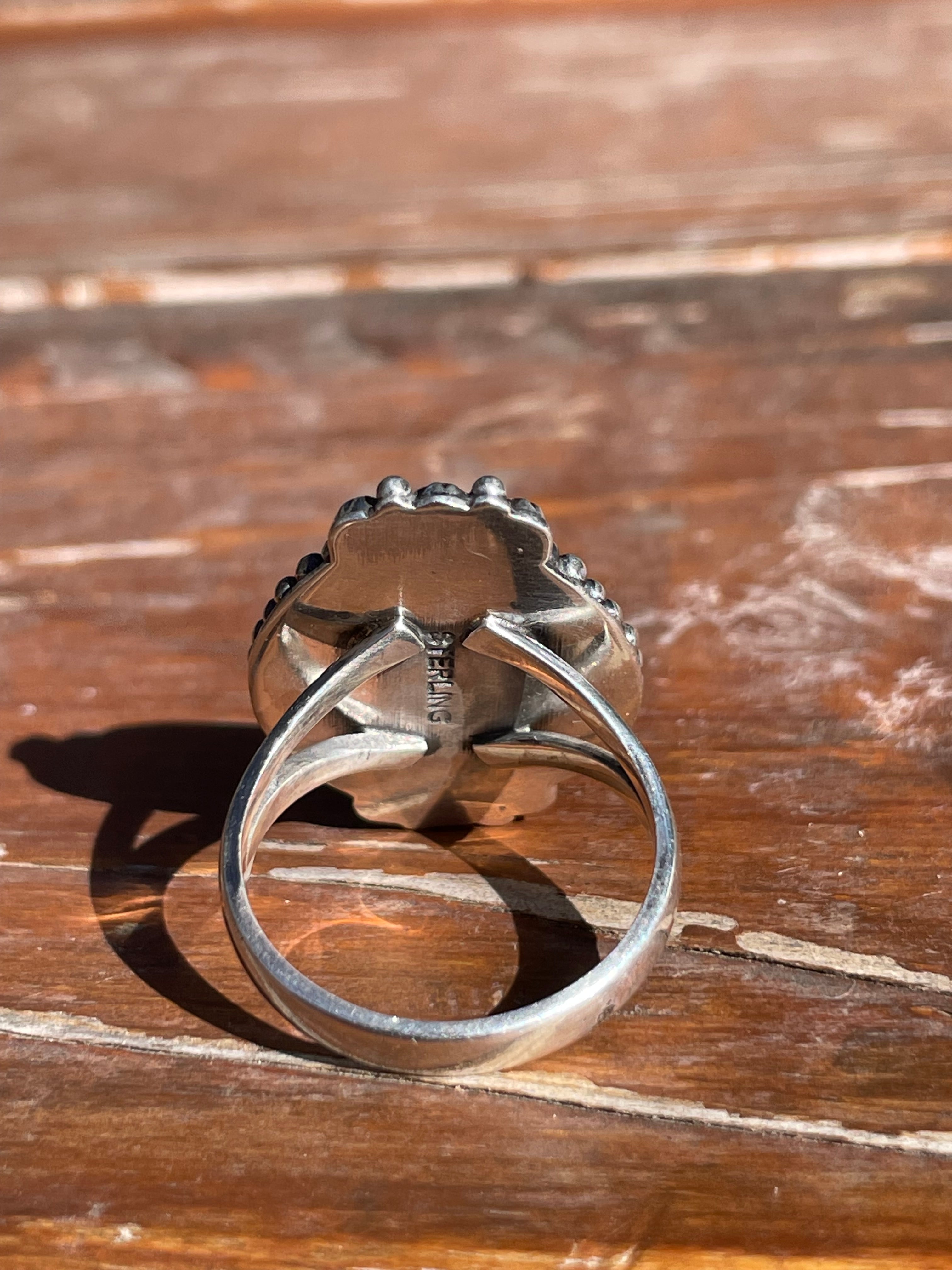 Pink Conch Teardrop Ring Size 9 | 925 Sterling Silver Southwest D108