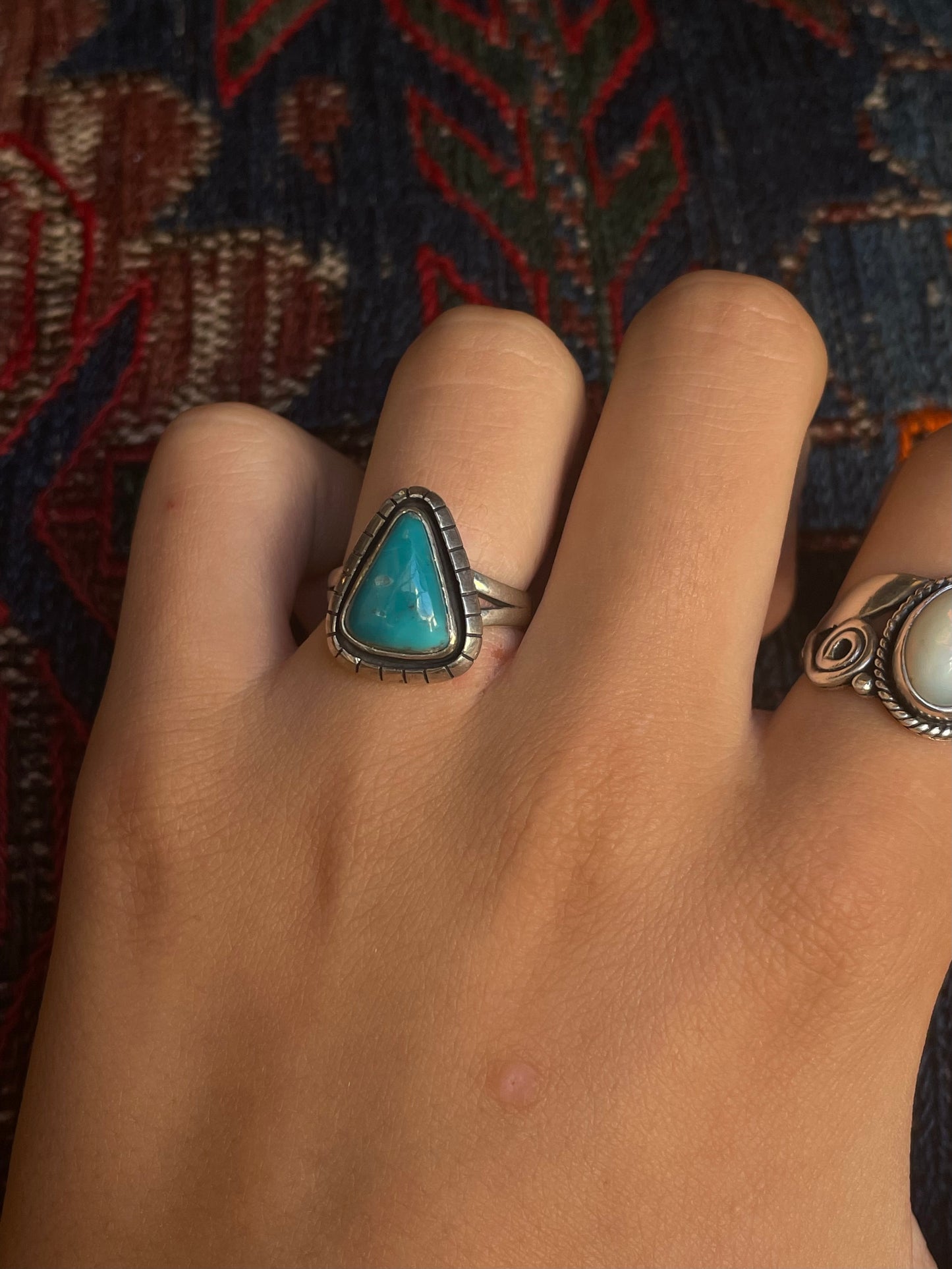 Kingman Turquoise Tear Drop Ring | Sterling Silver | Size 7.25 G363