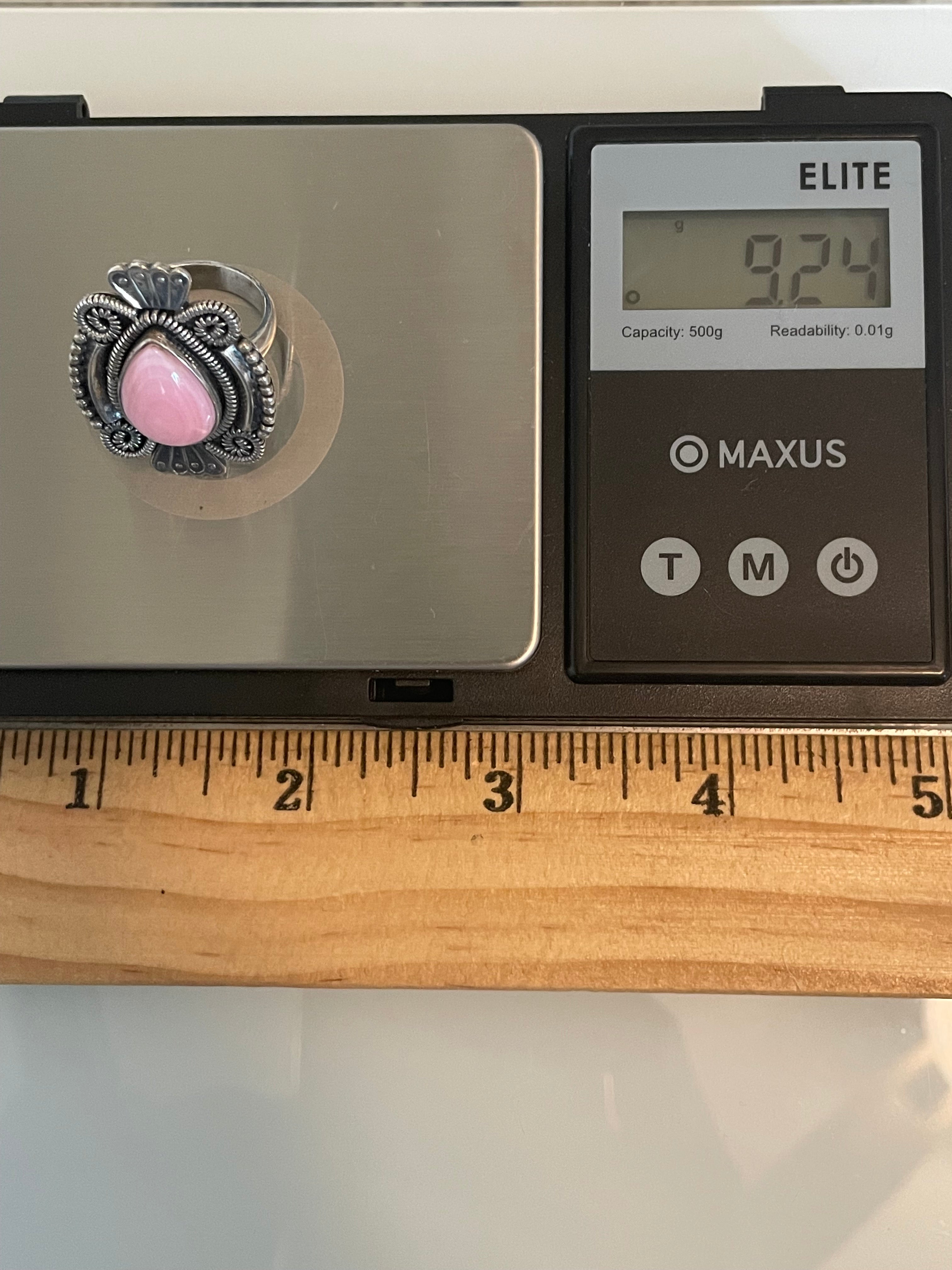 Pink Conch Tear Drop Ring Size 6 | 925 Sterling Silver G541
