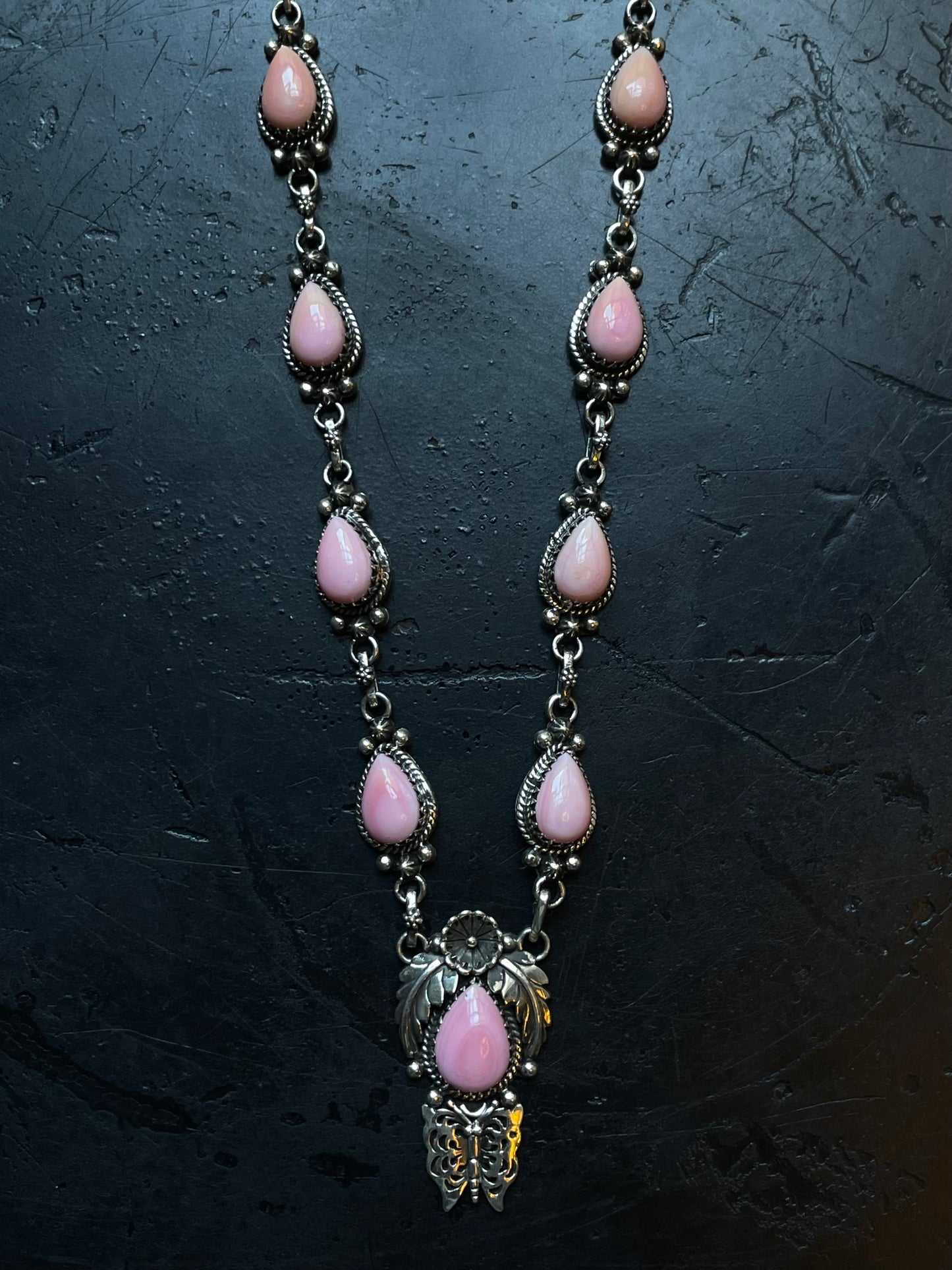 Pink Conch Floral Necklace | 925 Sterling Silver E337