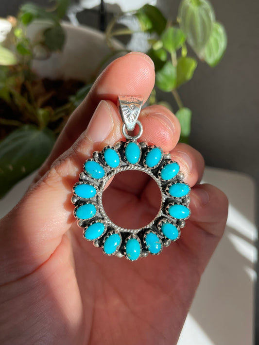 Turquoise Circle Pendant | Sterling Silver 925 B813