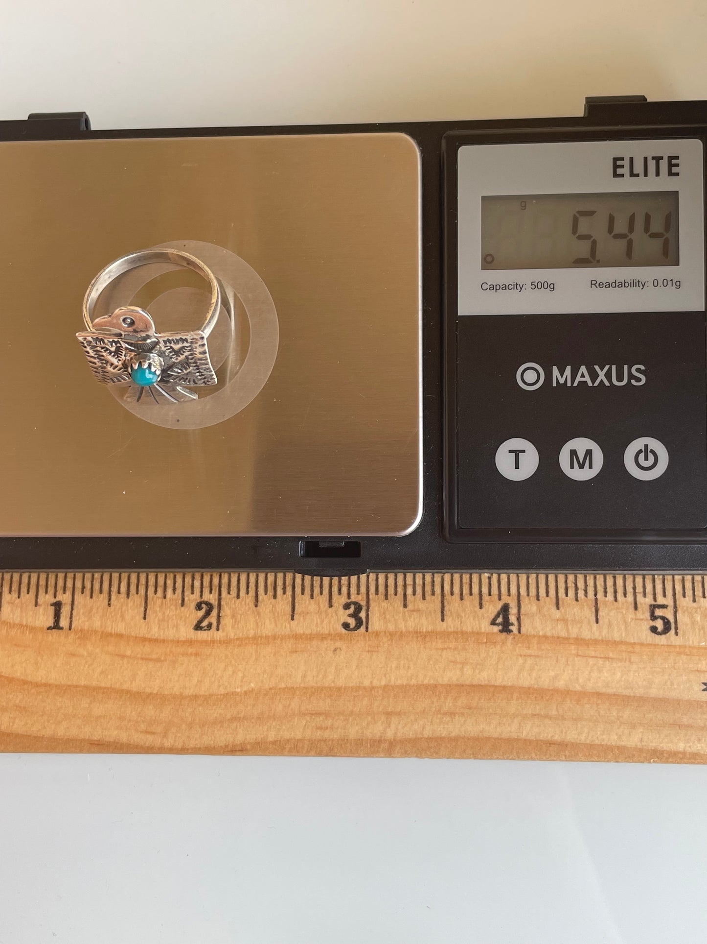 Kingman Turquoise Thunderbird Ring Size 9 | 925 Sterling Silver G502