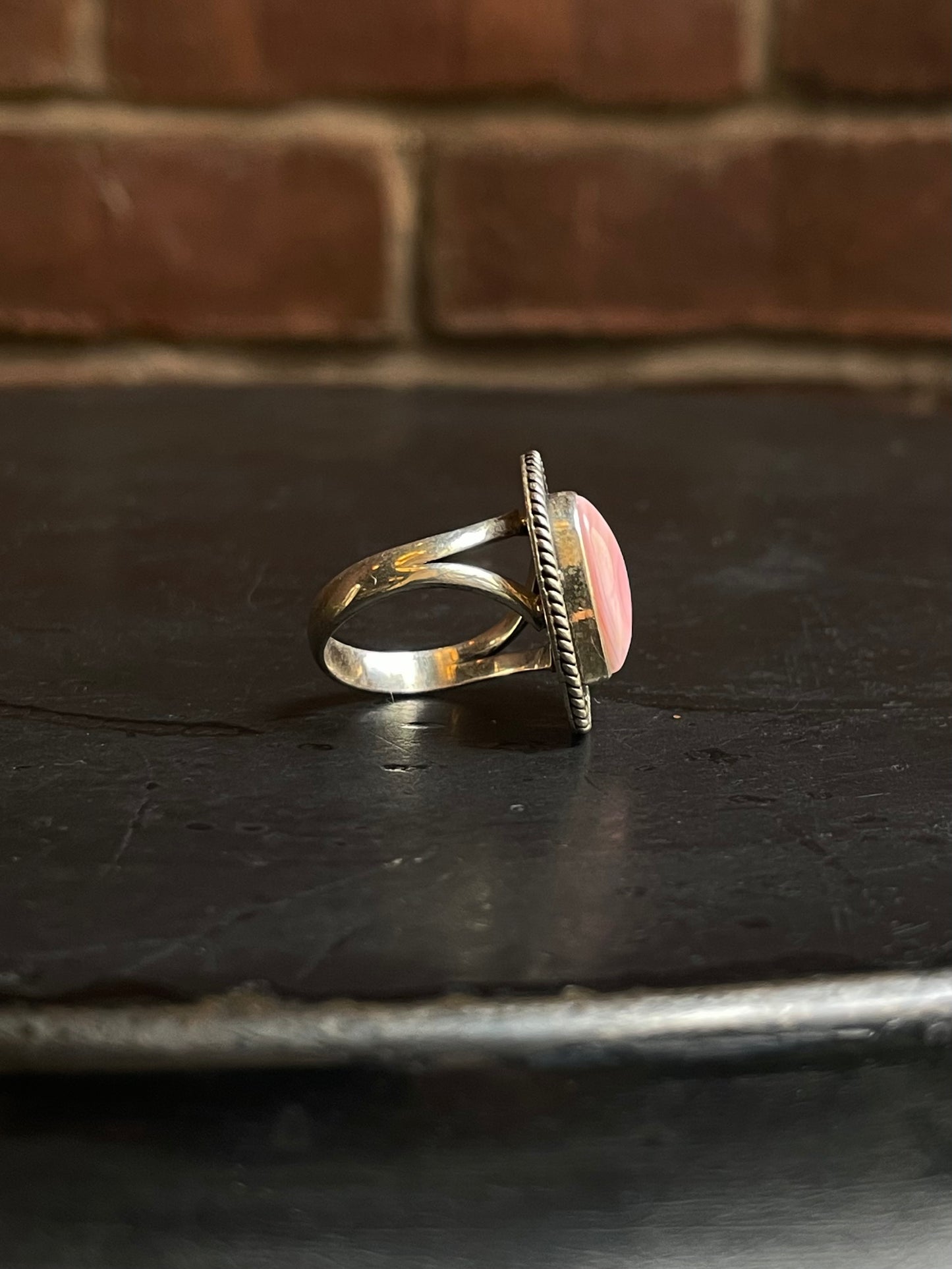 Pink Conch Heart Ring Size 7 | 925 Sterling Silver E997