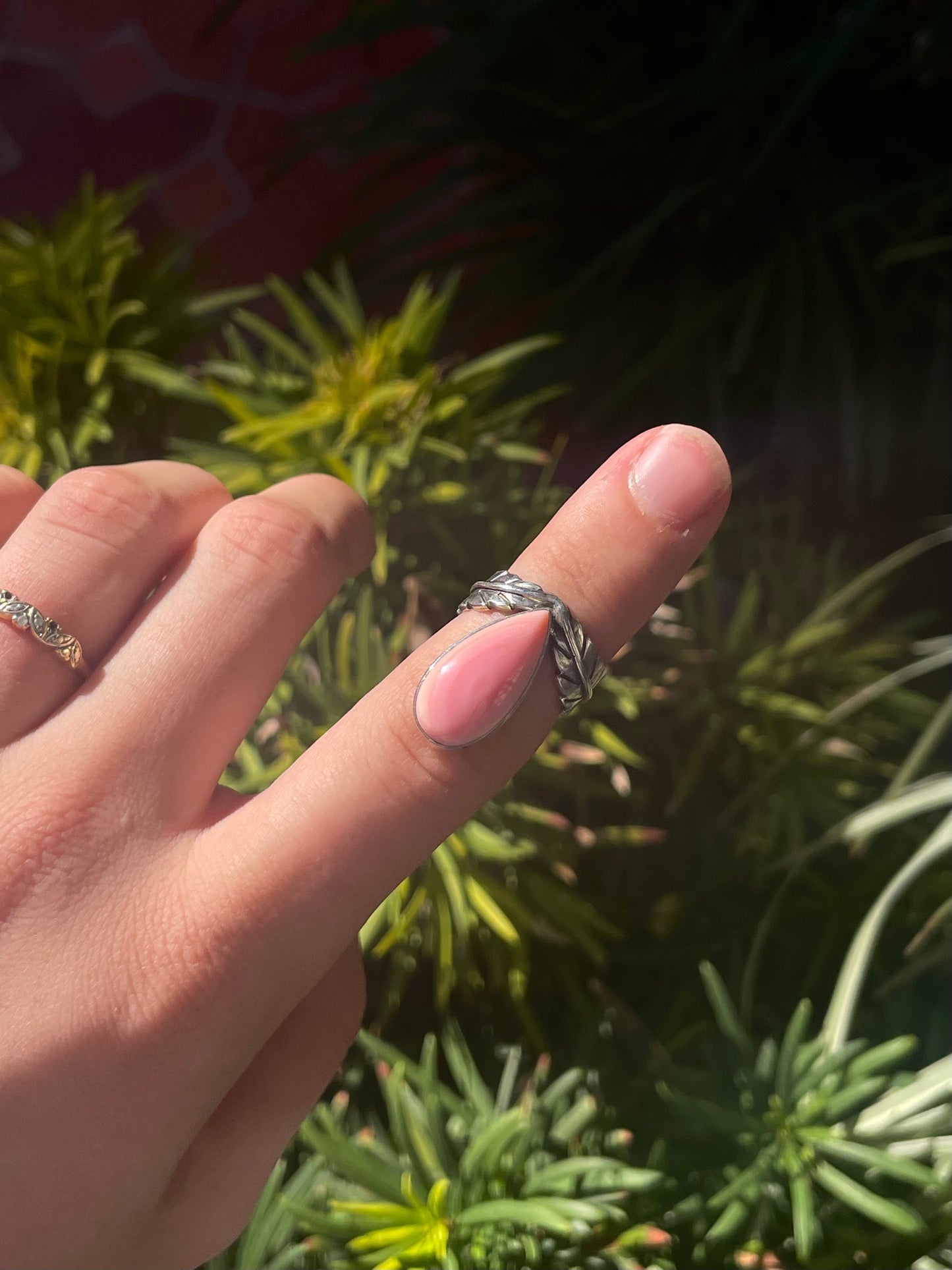 Pink Conch Feather Ring Size 5.5 | 925 Sterling Silver C877