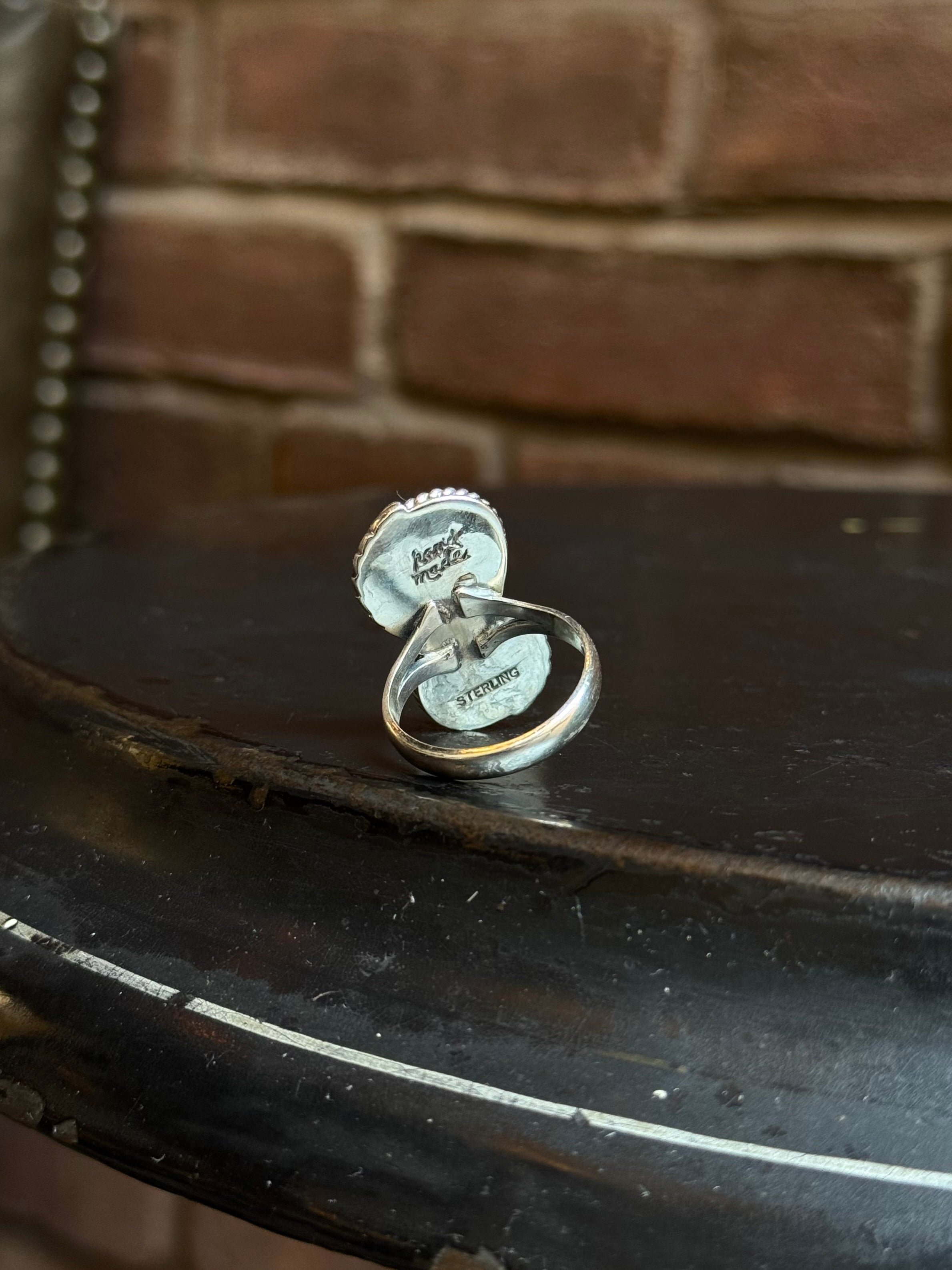 Kingman Turquoise Feather Ring | Sterling Silver | Size 9.5 | A895