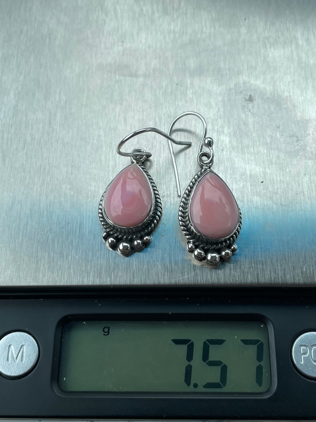 Pink Conch Tear Drop Dangle Earrings | 925 Sterling Silver B953