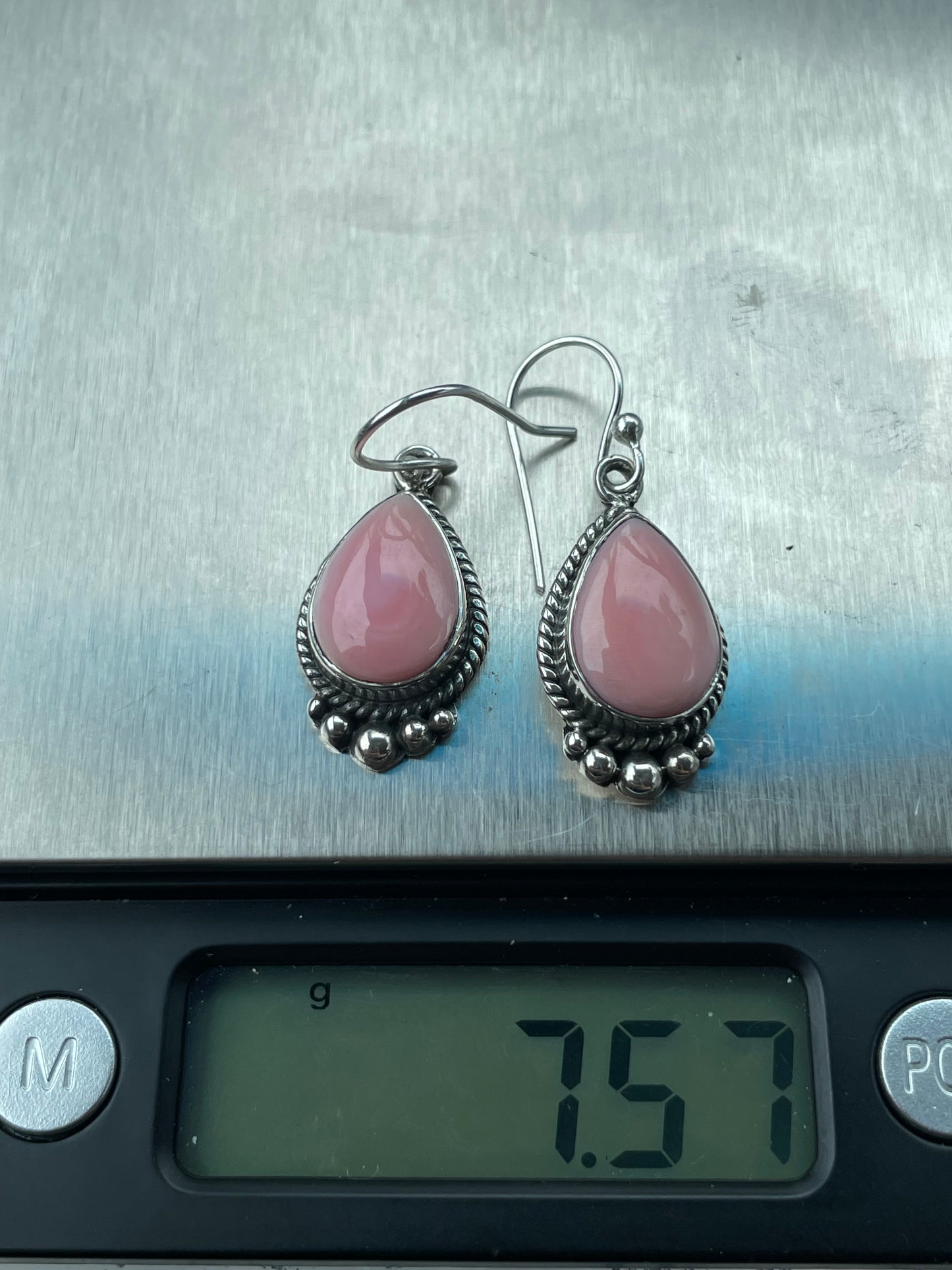 Pink Conch Tear Drop Dangle Earrings | 925 Sterling Silver B953