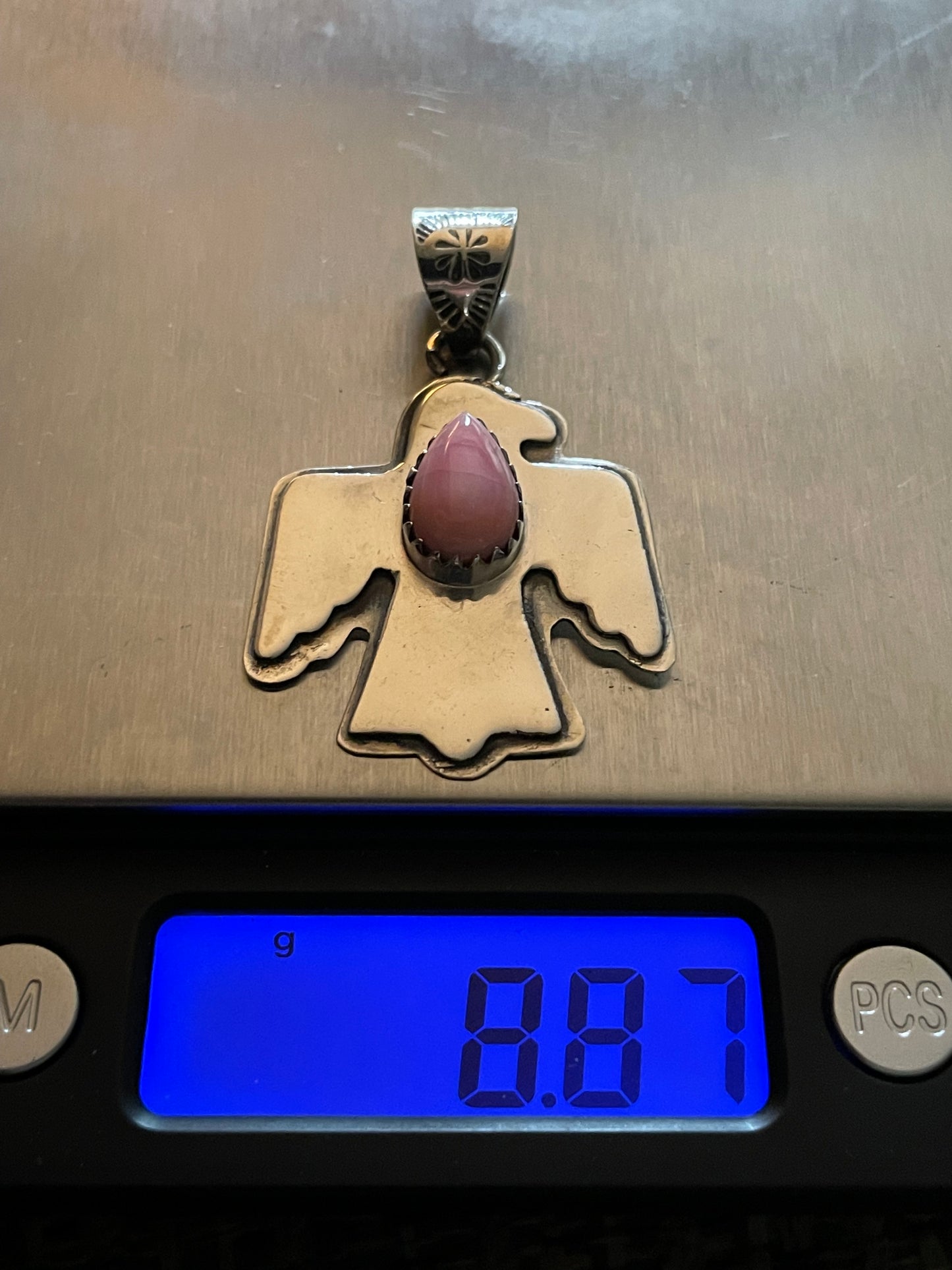 Pink Conch Thunderbird Pendant | Sterling Silver 925 B842