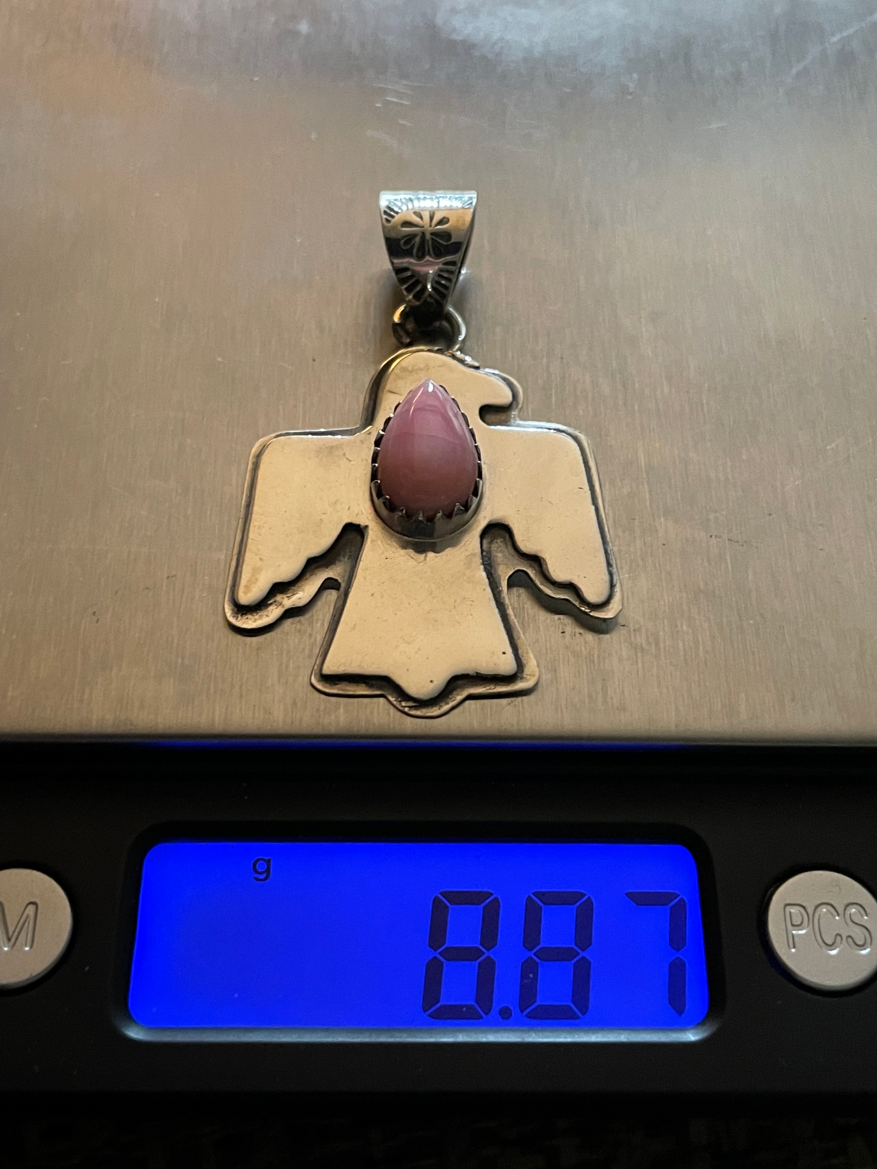 Pink Conch Thunderbird Pendant | Sterling Silver 925 B842