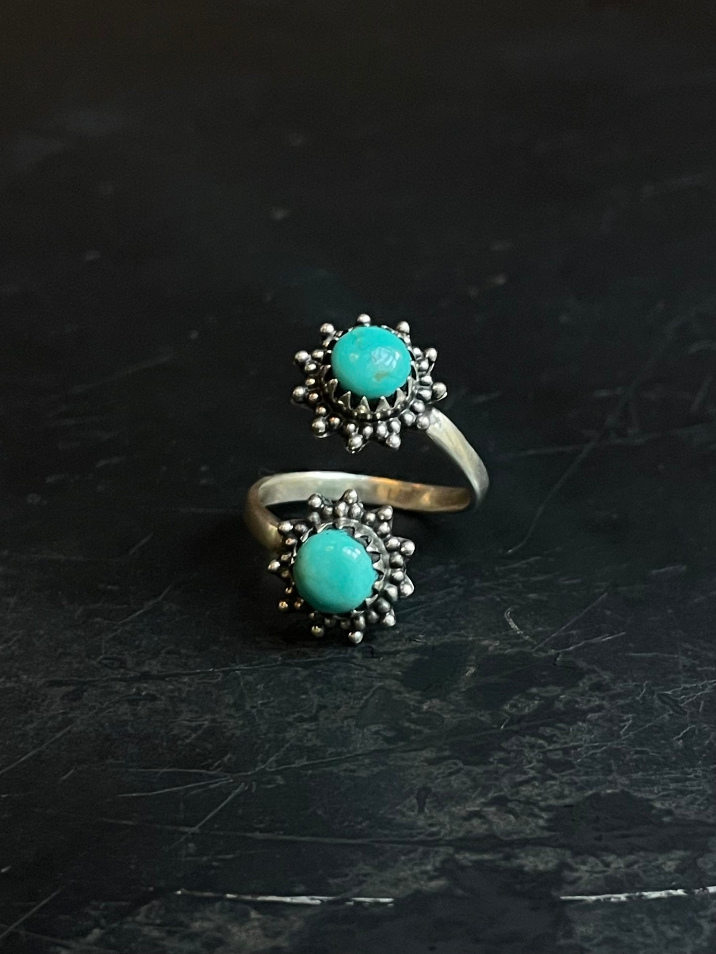 Turquoise Bypass Ring | 925 Sterling Silver Size 9 E486