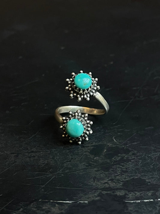 Turquoise Bypass Ring | 925 Sterling Silver Size 9 E486