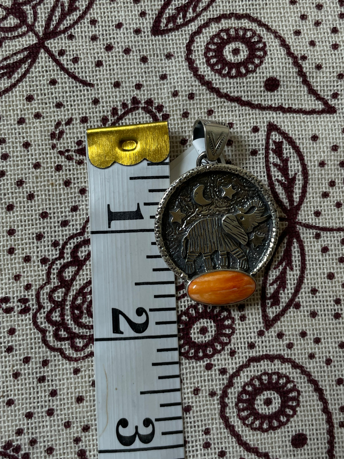 Orange Spiny Oyster Elephant Moon Pendant | 925 Sterling Silver D332