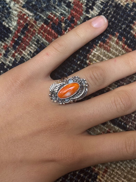 Spiny Oyster Leaf Ring | 925 Sterling Silver | Size 7.5 C212