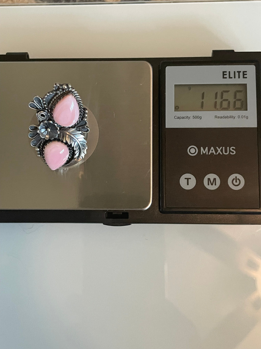 Pink Conch Tear Drop Floral Ring Size 5.75 | 925 Sterling Silver G524