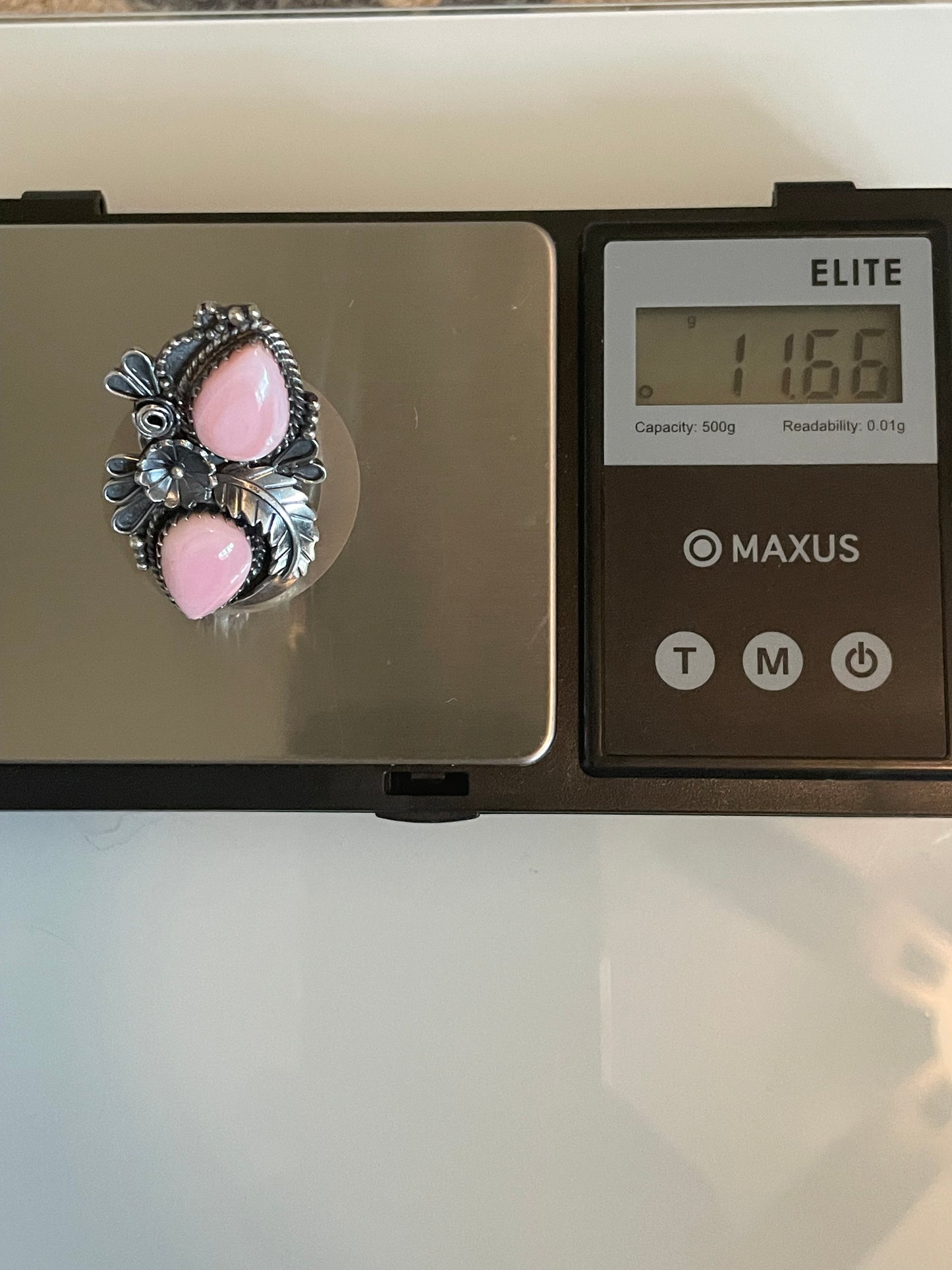 Pink Conch Tear Drop Floral Ring Size 5.75 | 925 Sterling Silver G524