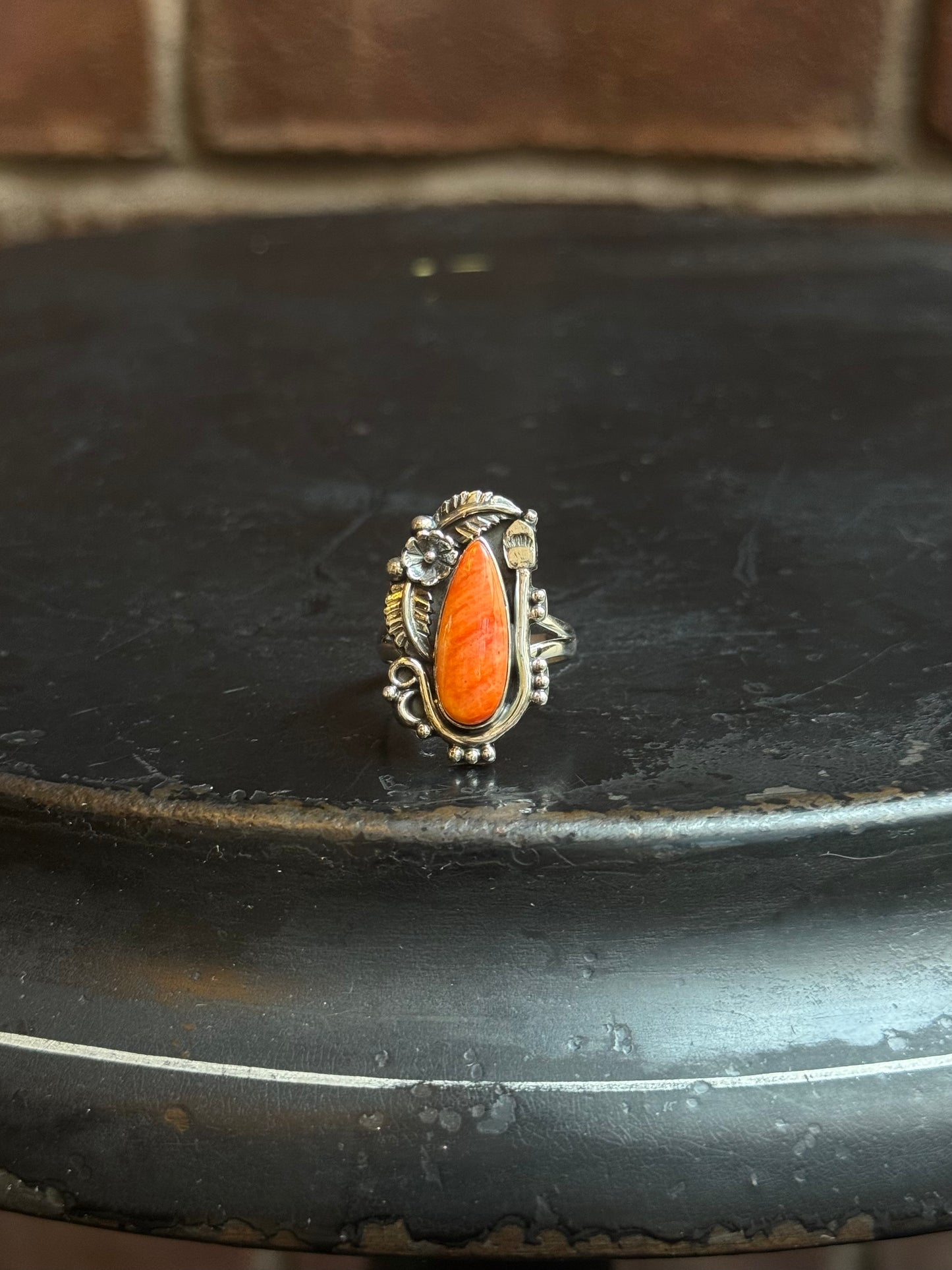 Spiny Oyster Leaf Ring | 925 Sterling Silver | Size 8.5 C223