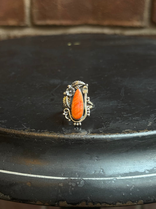 Spiny Oyster Leaf Ring | 925 Sterling Silver | Size 8.5 C223