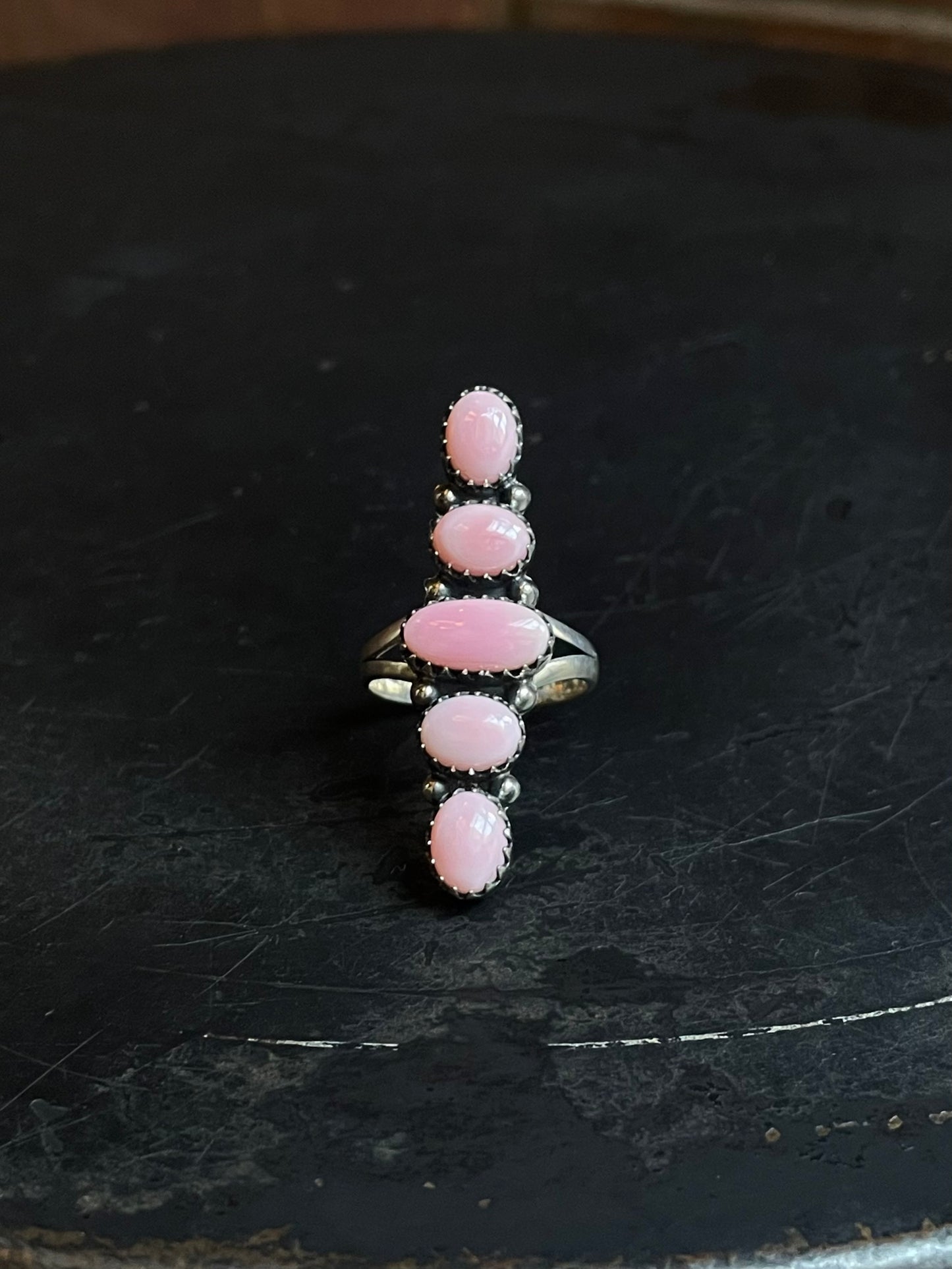 Pink Conch Row Ring | 925 Sterling Silver Size 9.5 E481