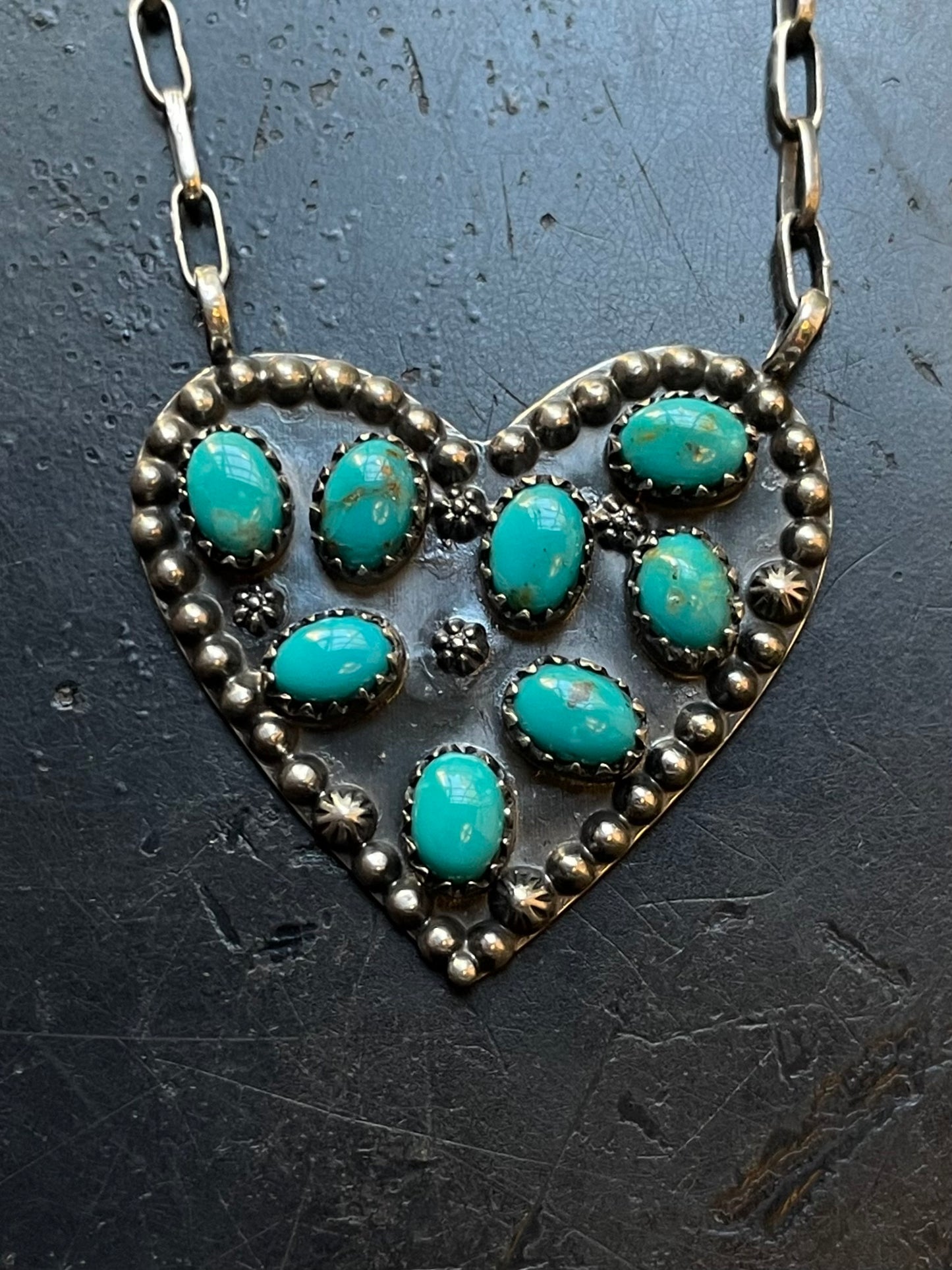 Kingman Turquoise Heart Necklace | Sterling Silver E939