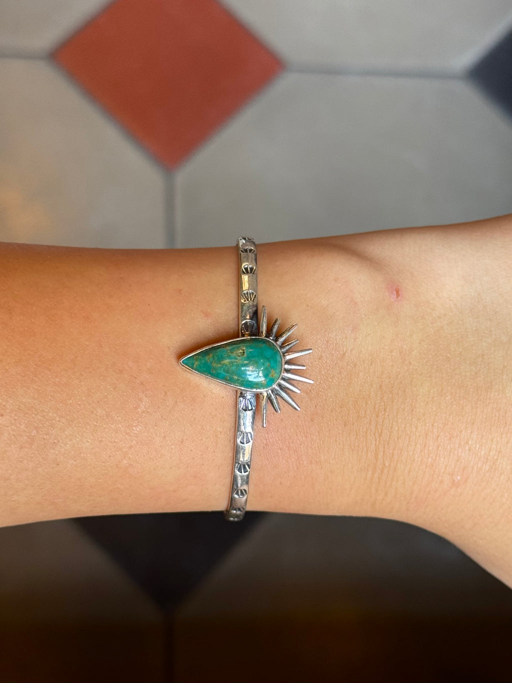 Turquoise Teardrop Cuff | Sterling Silver | A861