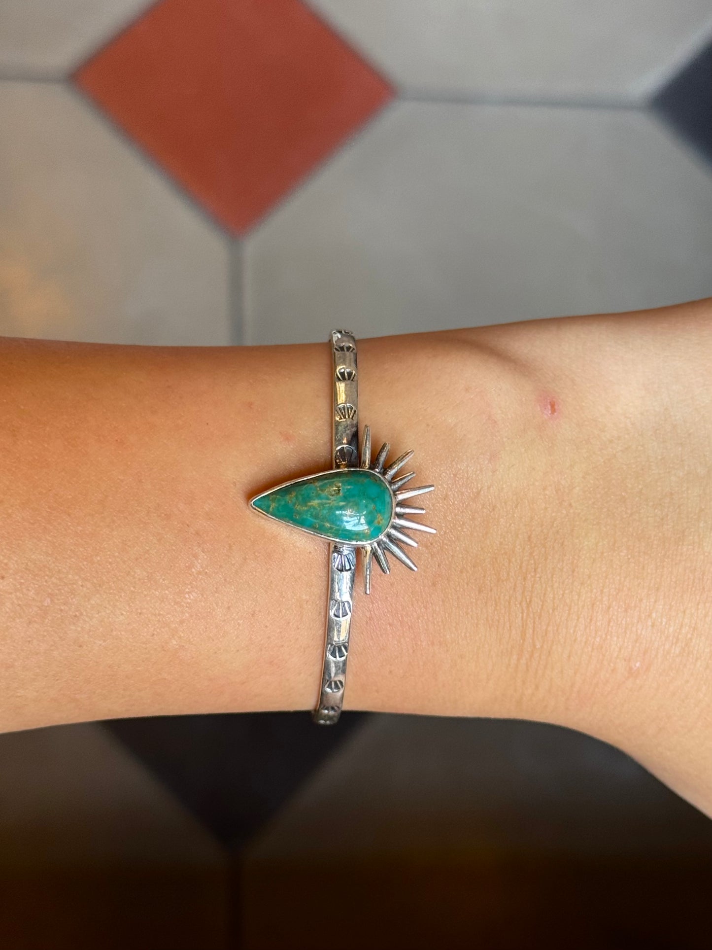 Turquoise Teardrop Cuff | Sterling Silver | A861