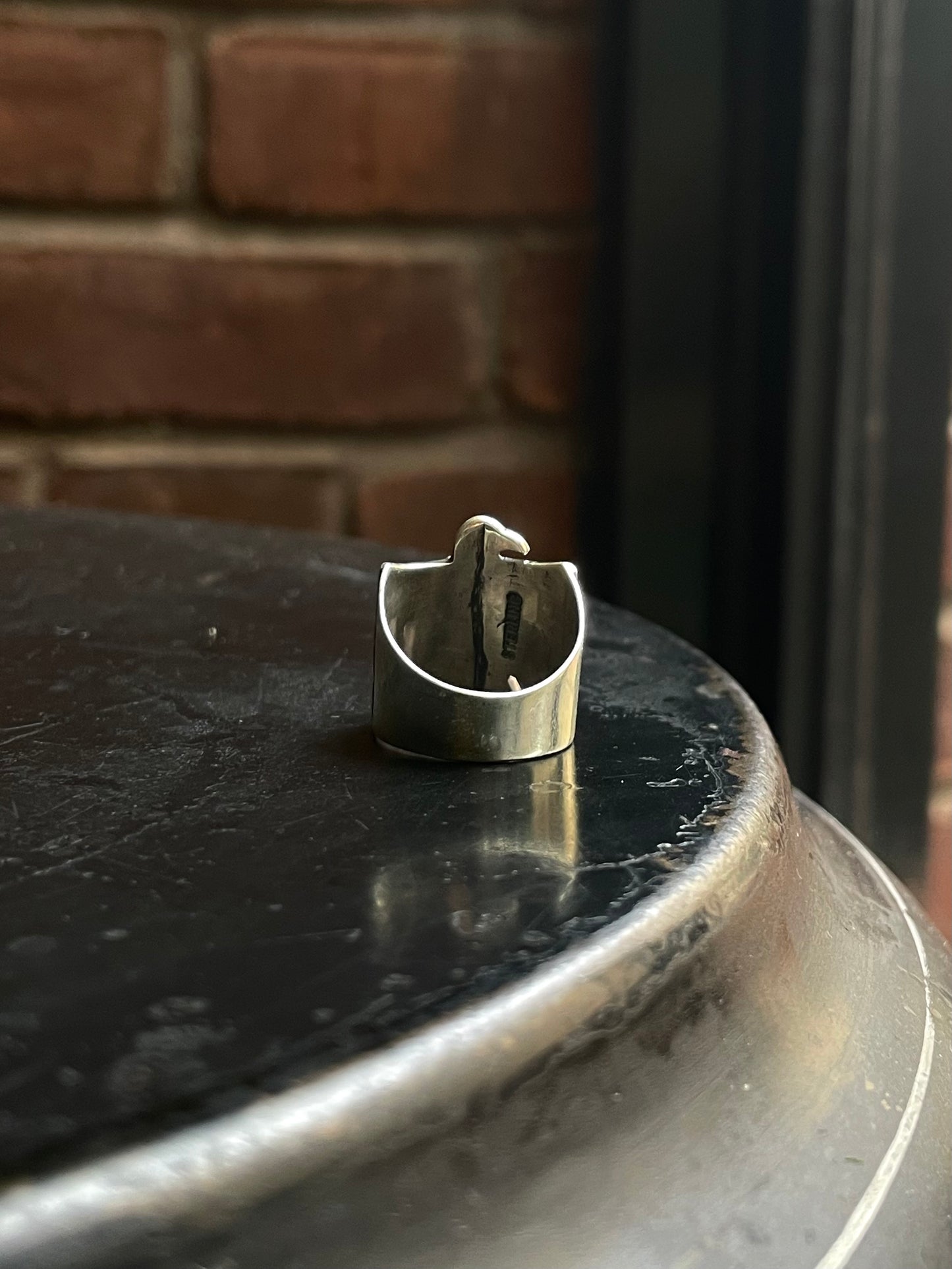 Kingman Turquoise Thunderbird Ring | 925 Sterling Silver | Size 6.5 E306