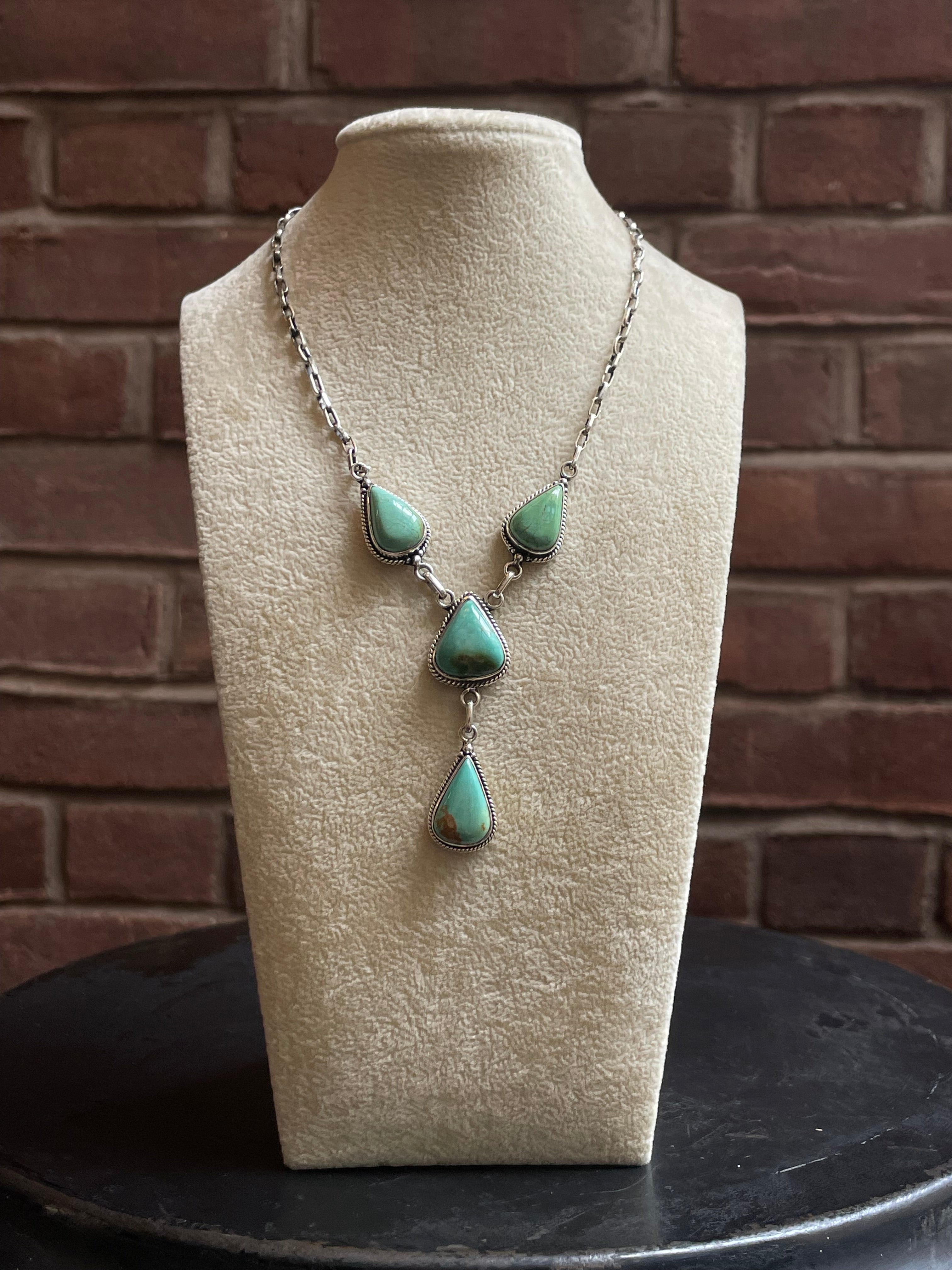 Turquoise Lariat Necklace | 925 Sterling Silver E634