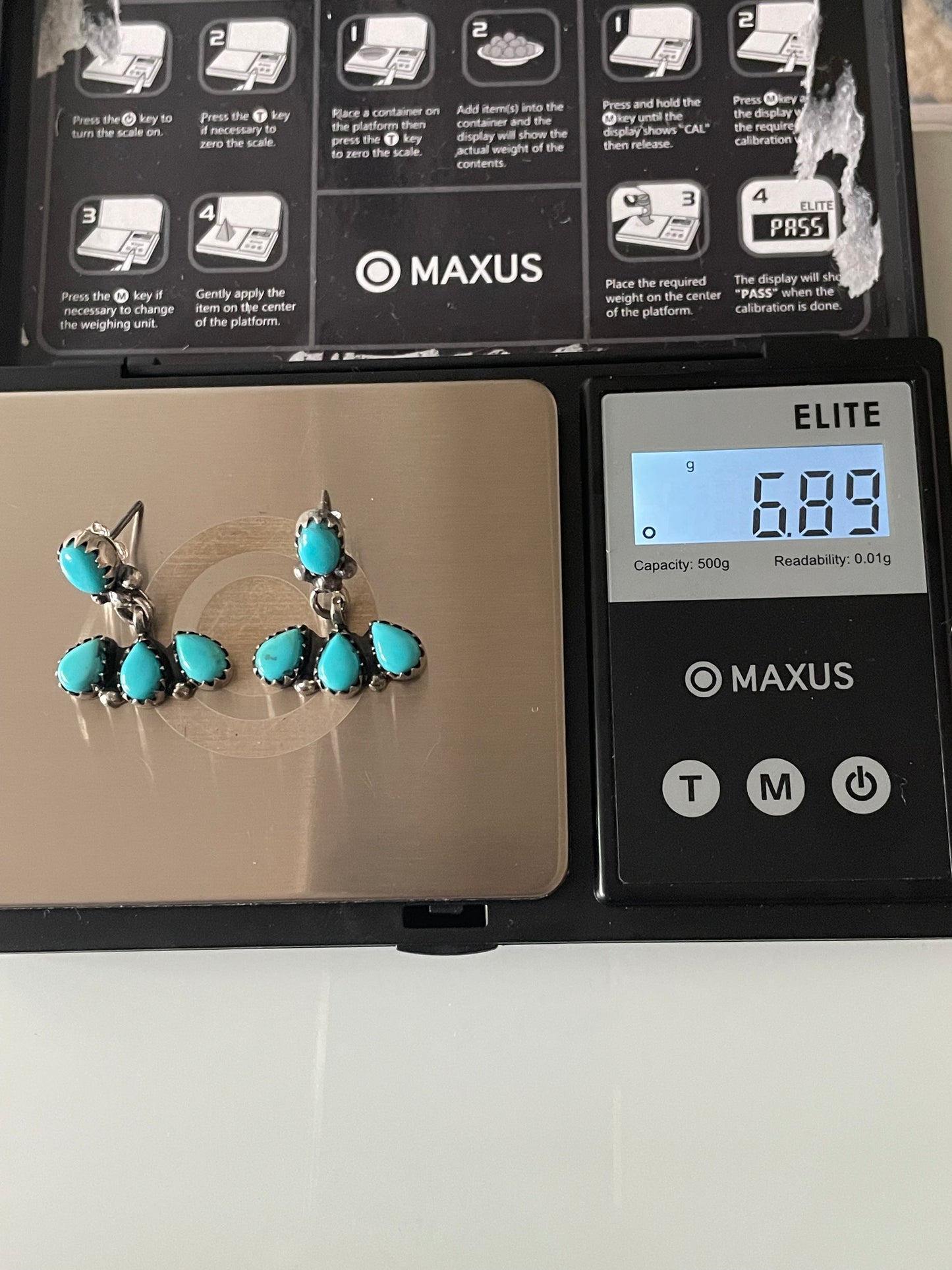 Kingman Turquoise Earrings | Teardrop Fan Stud E665