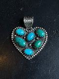 Kingman Turquoise Heart Pendant | Sterling Silver E927