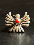 Italian Coral Thunderbird Ring Size 7 | Sterling Silver E843