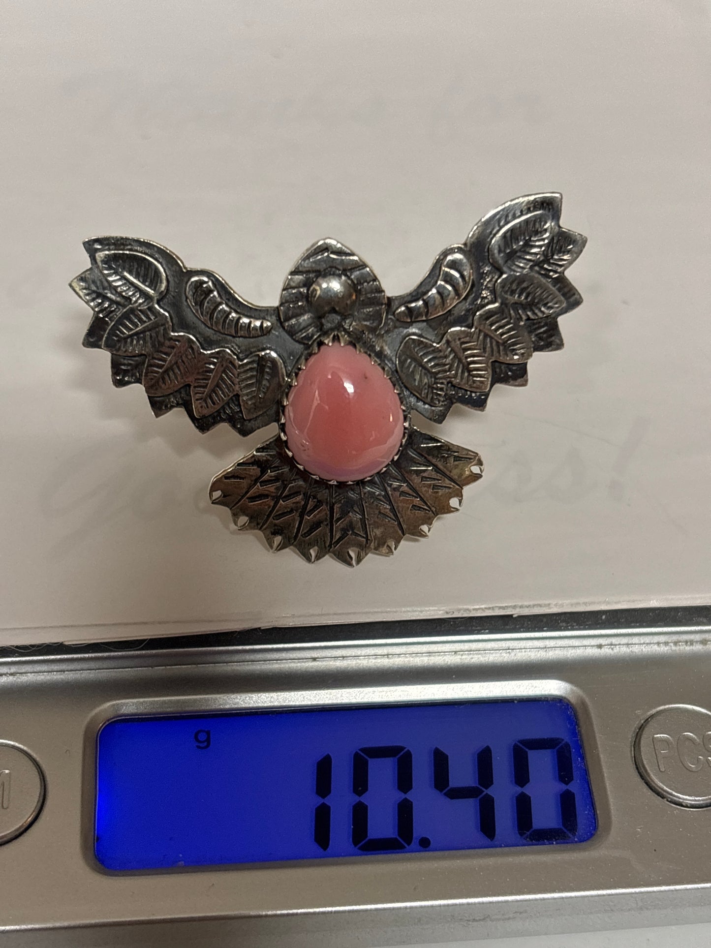 Pink Conch Thunderbird Ring Size 9 | 925 Sterling Silver C928