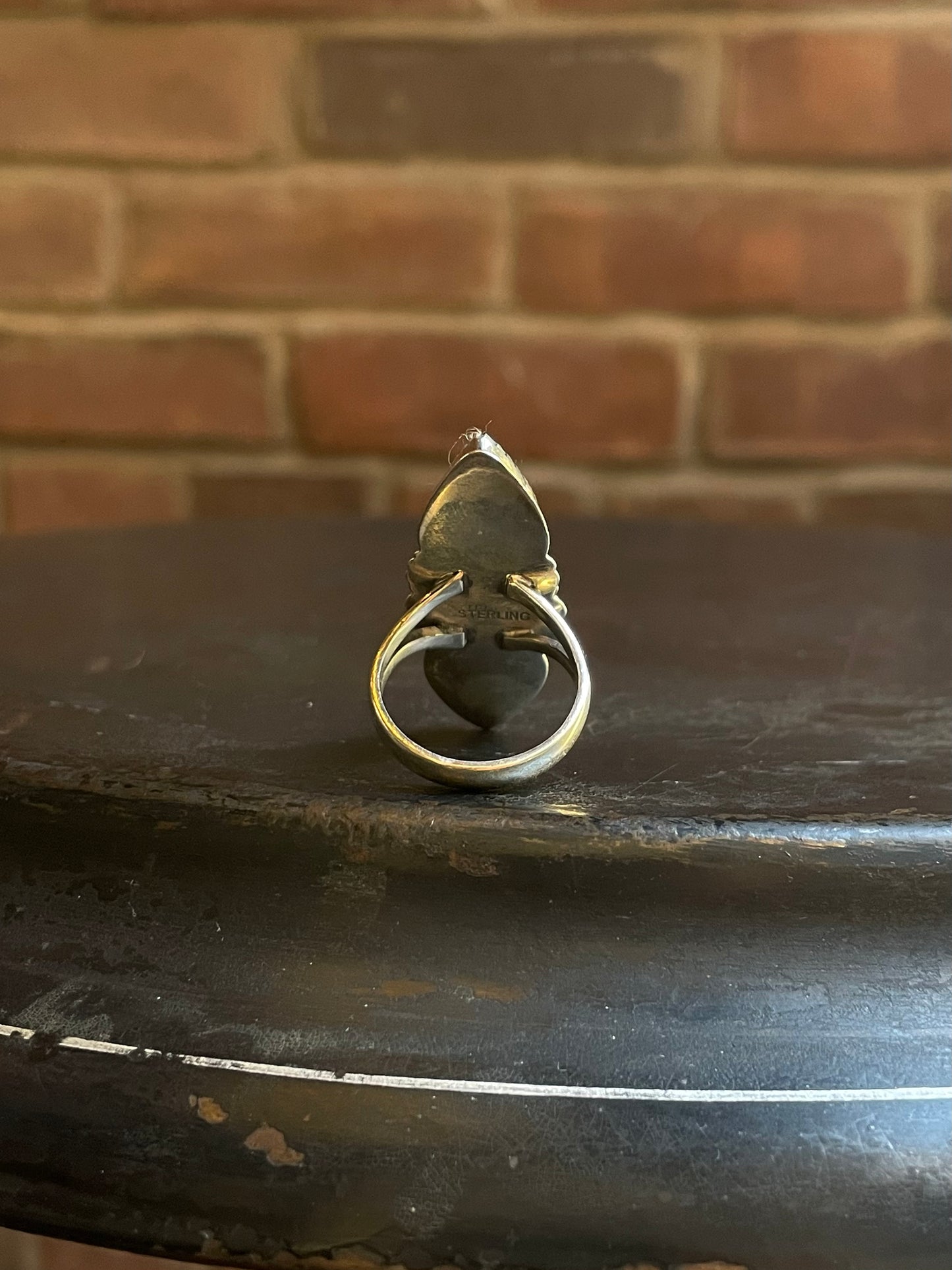 Turquoise Tear Drop Ring Size 8 | Sterling Silver E880