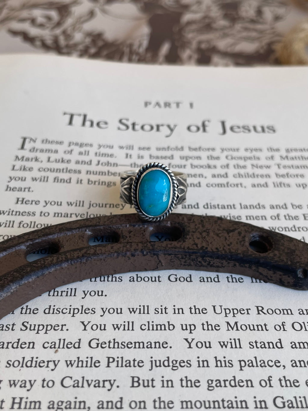 Turquoise Oval Ring | 925 Sterling Silver Size 6 G807
