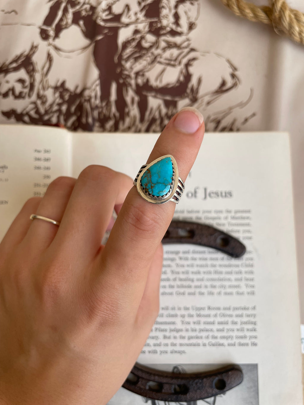 Turquoise Teardrop Ring | 925 Sterling Silver Size 7.25 G816