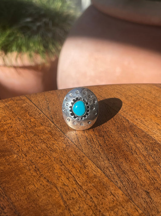 Turquoise Shadowbox Ring Size 8 | 925 Sterling Silver C870