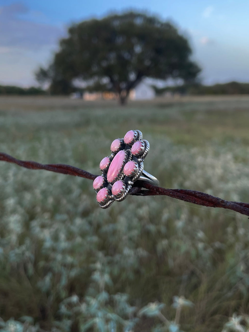 Pink Conch Cluster Ring Size 5.75 | 925 Sterling Silver G745