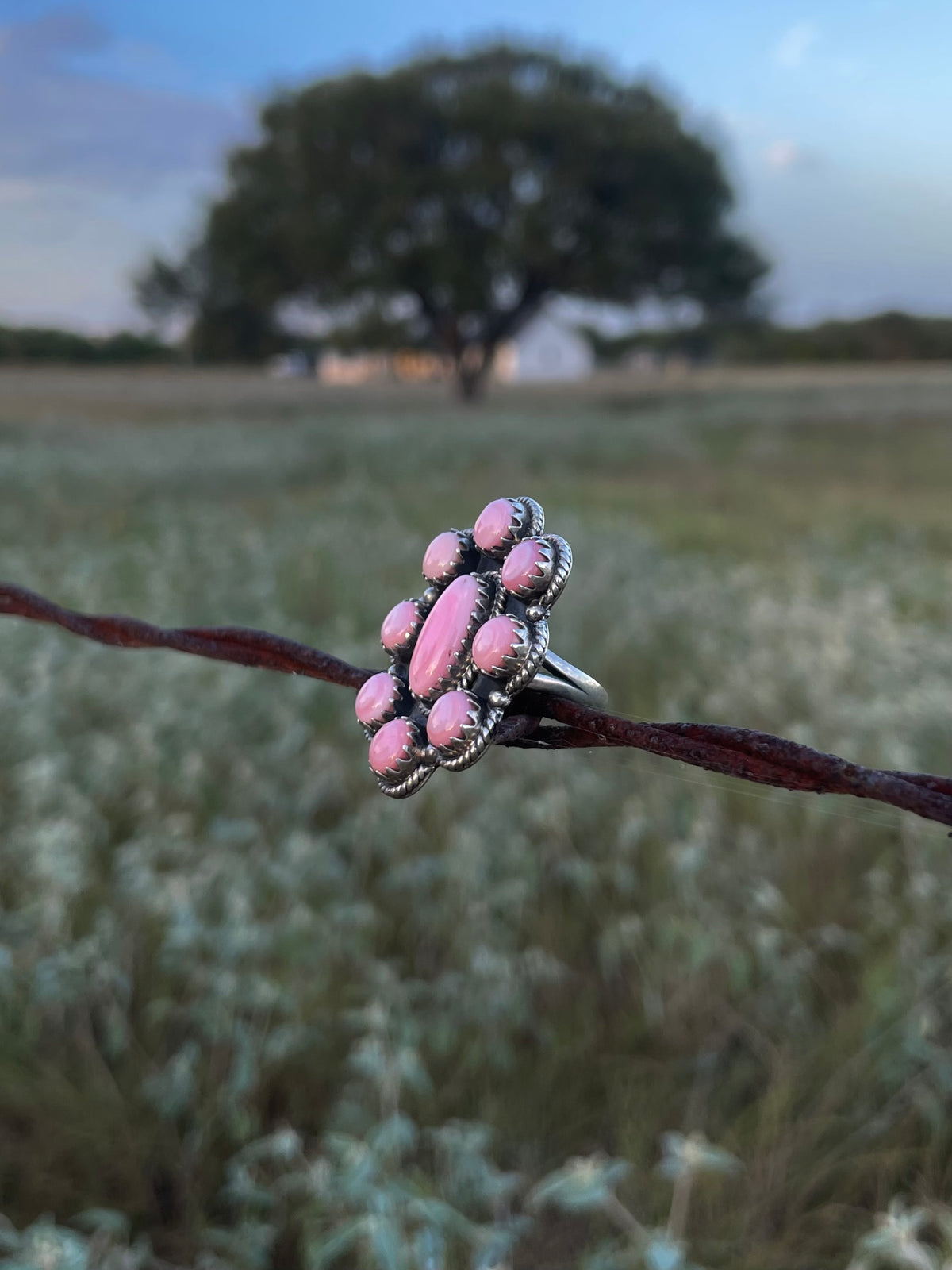 Pink Conch Cluster Ring Size 5.75 | 925 Sterling Silver G745