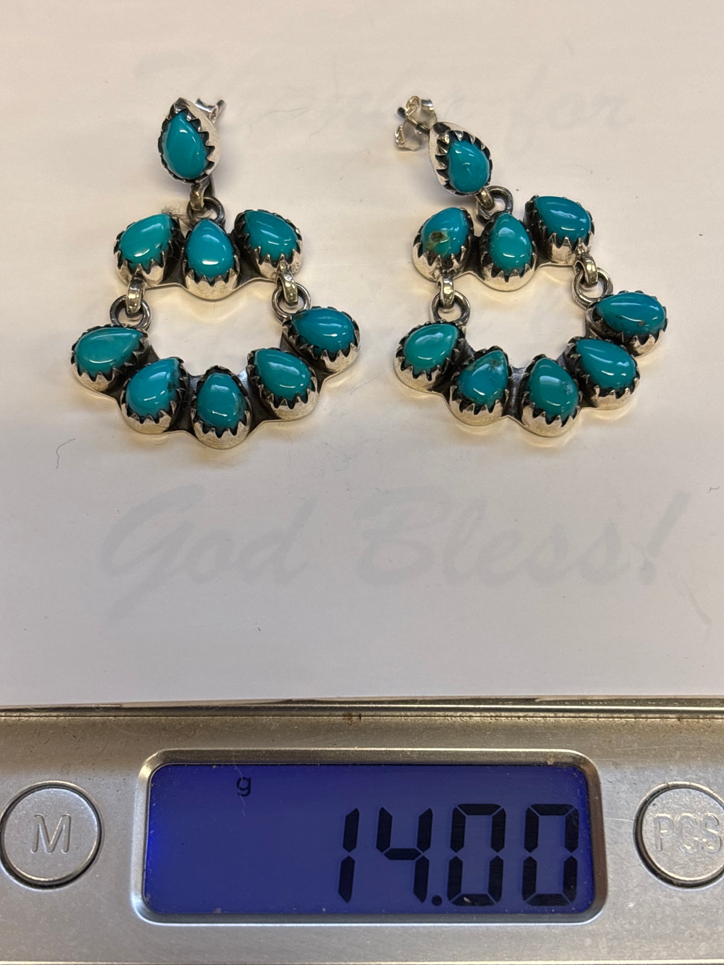 Kingman Turquoise Chandelier Stud Earrings | 925 Sterling Silver C835