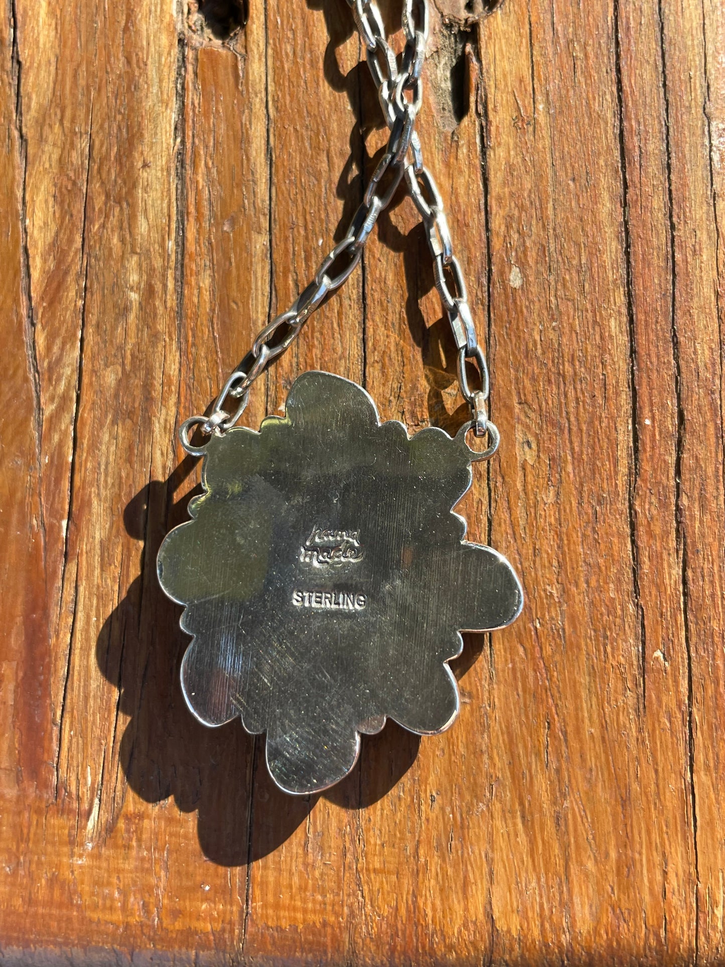 Kingman Turquoise Flower Necklace | Sterling Silver 925 Cluster| B891