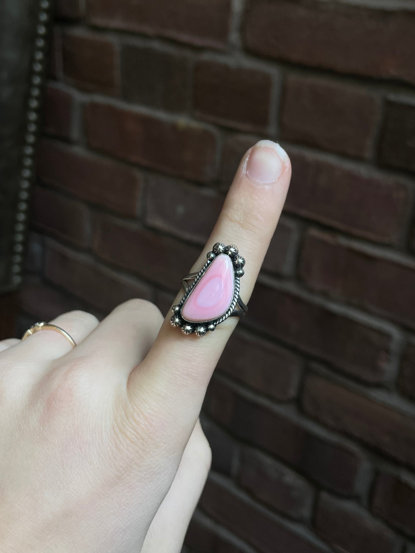 Pink Conch Ring Size 8 | 925 Sterling Silver Southwest E160