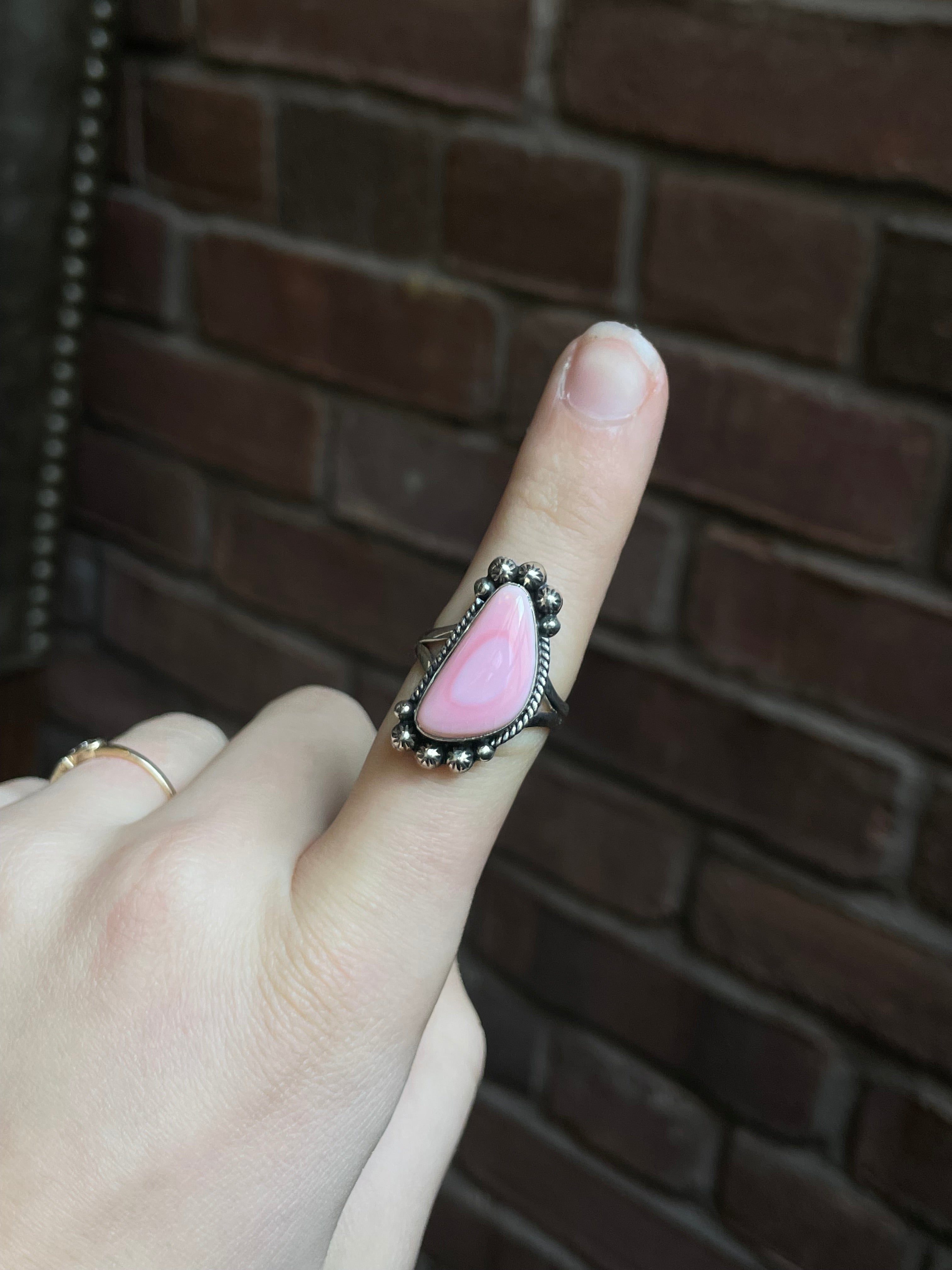 Pink Conch Ring Size 8 | 925 Sterling Silver Southwest E160