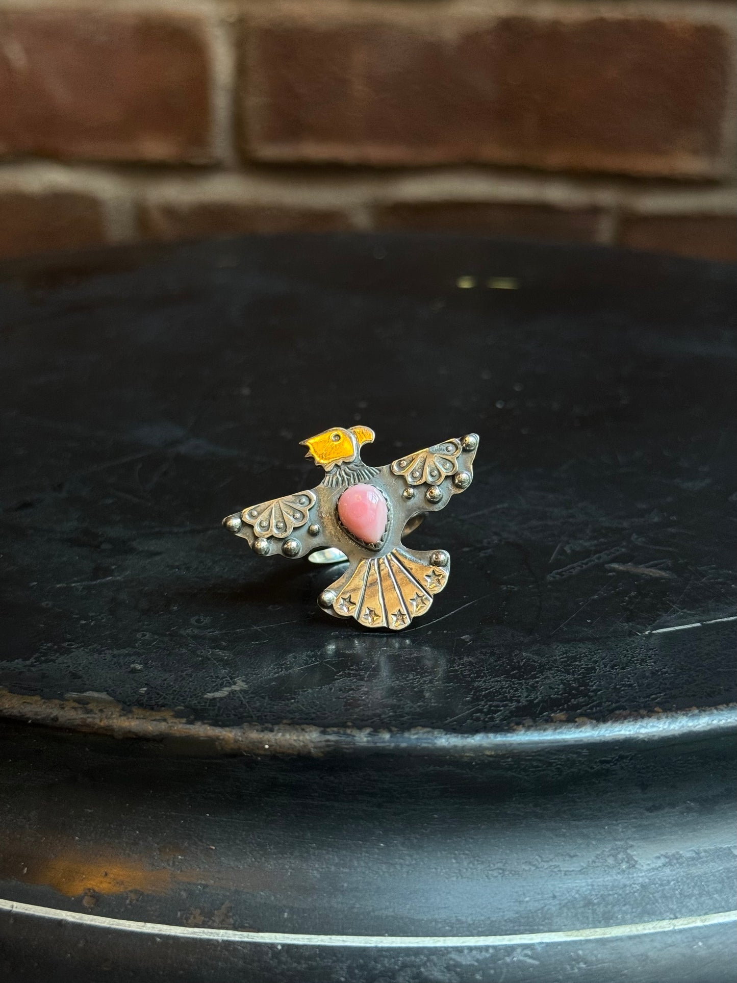 Pink Conch Thunderbird Ring Size 6 | 925 Sterling Silver C448