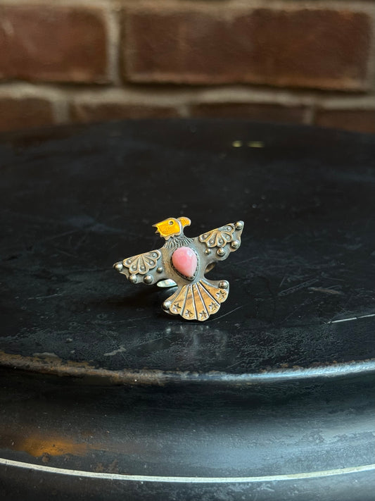 Pink Conch Thunderbird Ring Size 6 | 925 Sterling Silver C448