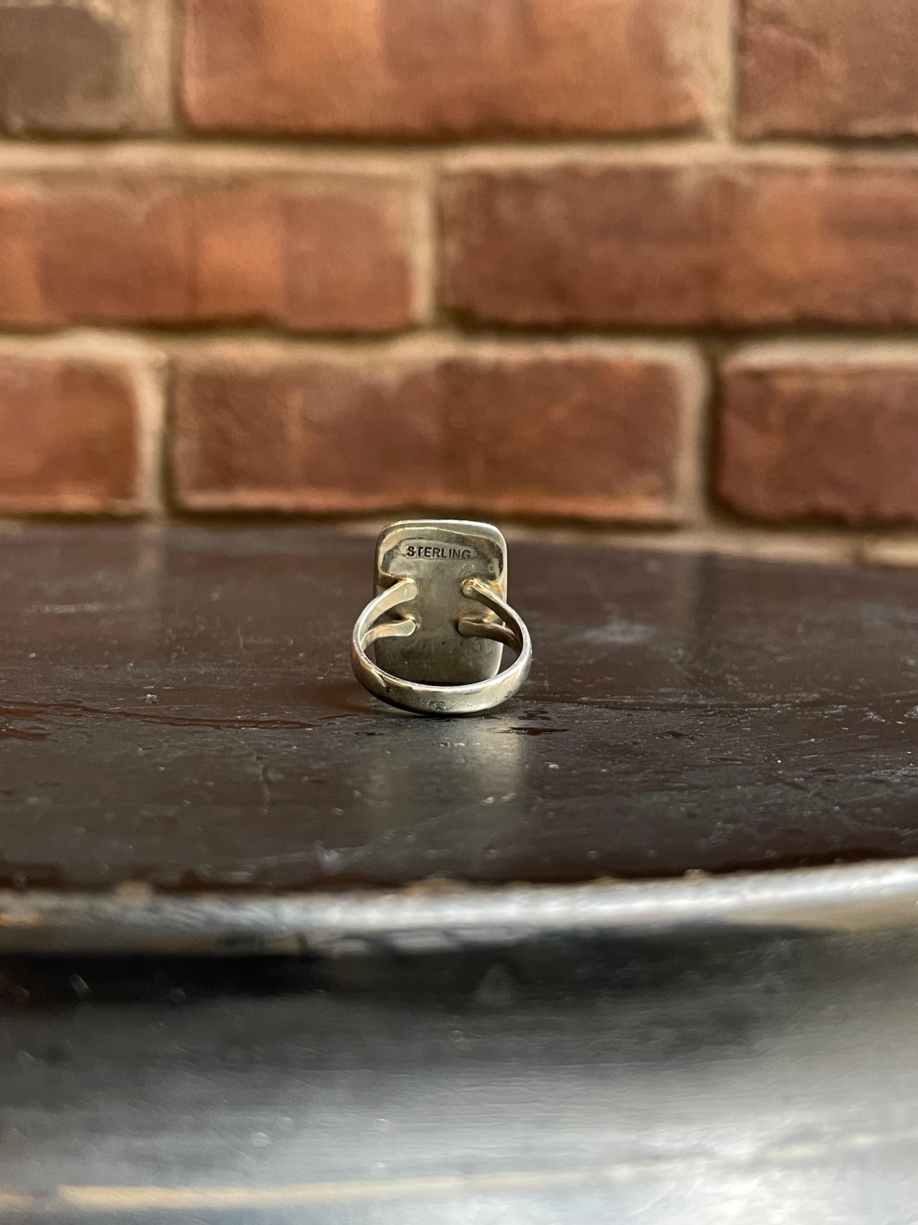 Kingman Turquoise Lightning Bolt Ring Size 7 | 925 Sterling Silver Southwest E184