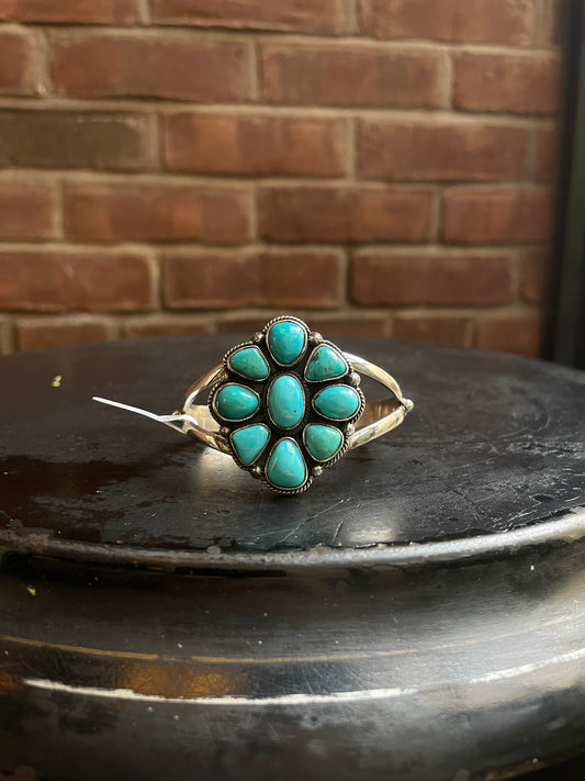 Kingman Turquoise Cluster Cuff | Sterling Silver | A793